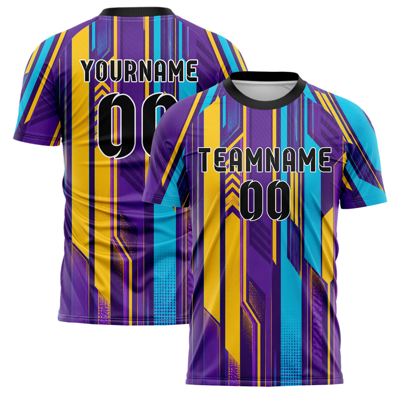 Lila lebendiges Streifen Streifen mit Polygon Akzenten Design 13-0137 individuelles Fußballtrikot main