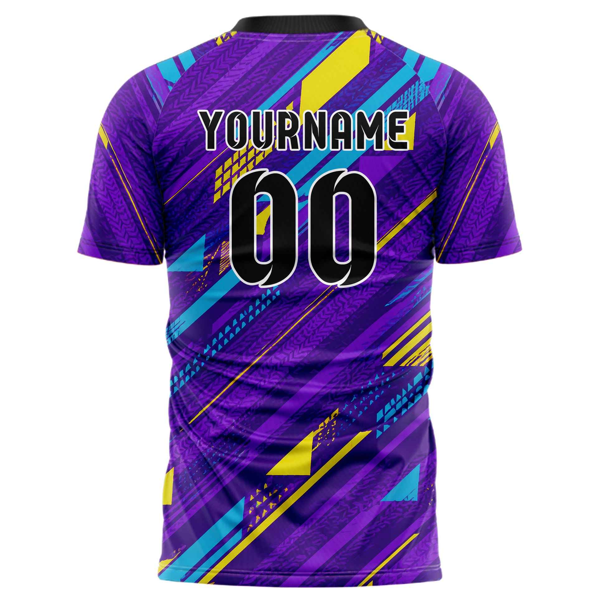 Lila lebendiges Streifen Streifen mit Polygon Akzenten Design 13-0167 individuelles Fußballtrikot back