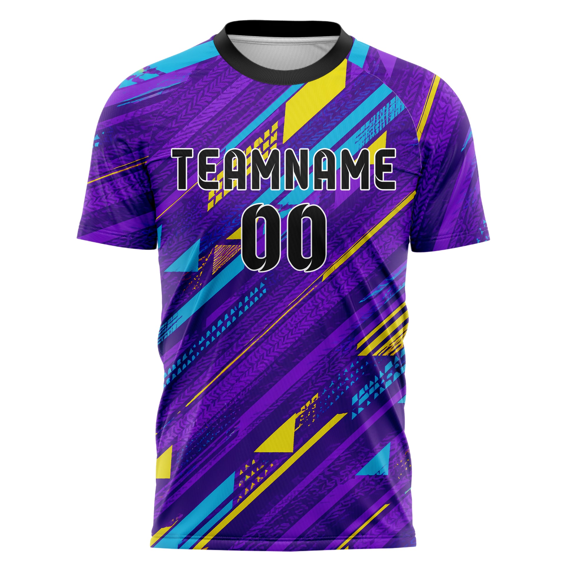 Lila lebendiges Streifen Streifen mit Polygon Akzenten Design 13-0167 individuelles Fußballtrikot front