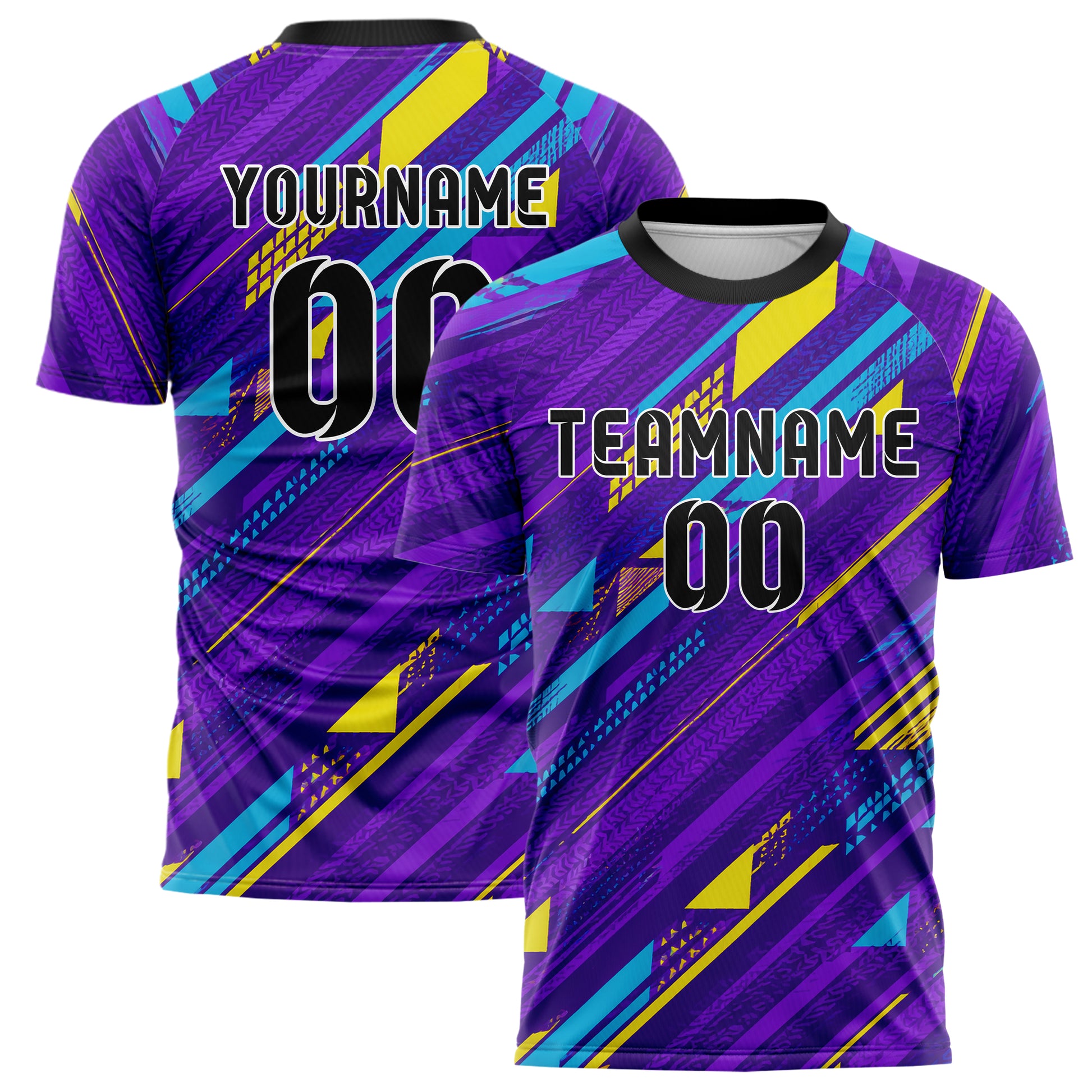 Lila lebendiges Streifen Streifen mit Polygon Akzenten Design 13-0167 individuelles Fußballtrikot main