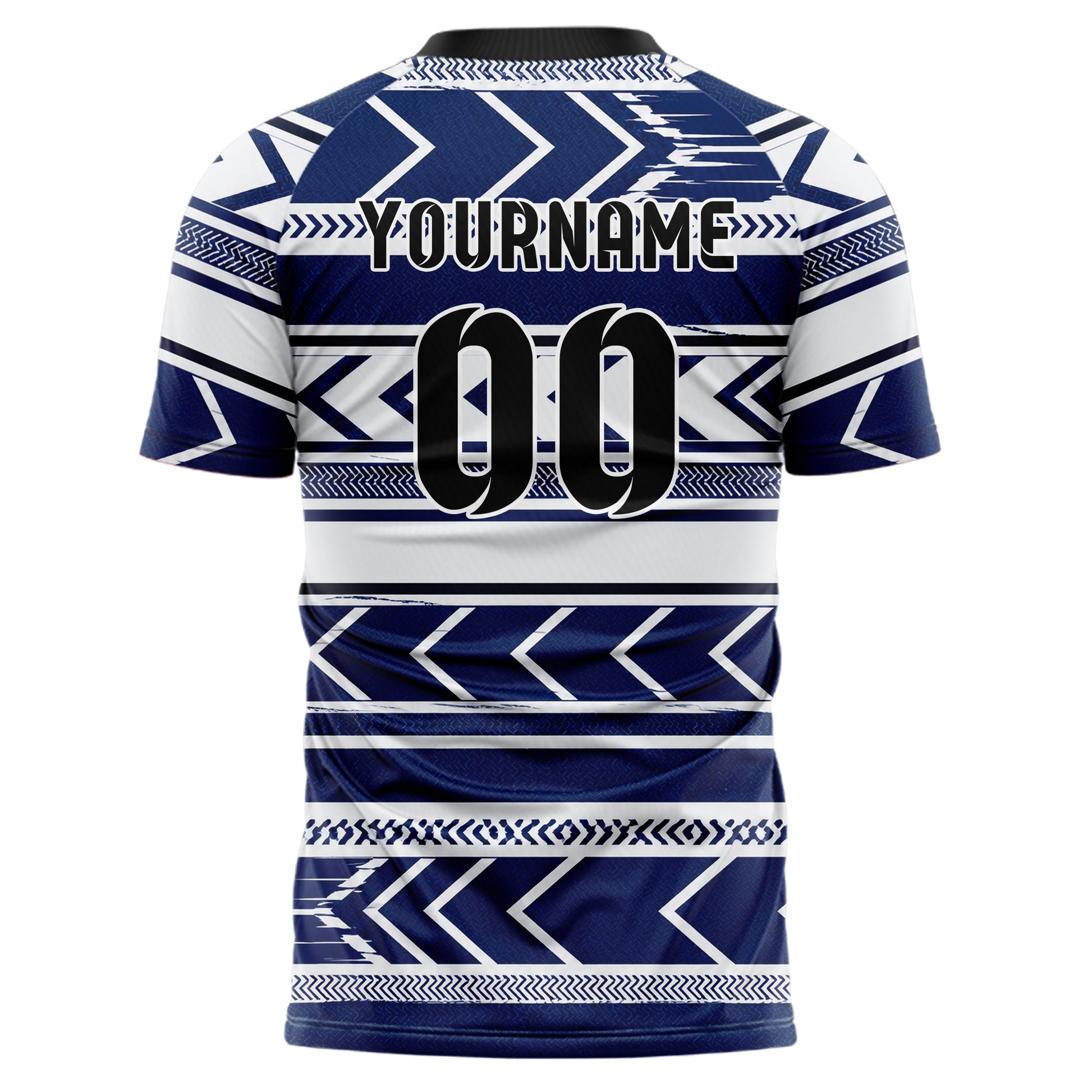 Marineblau klassisches Streifen Chevron Streifen Design 13-0079 individuelles Fußballtrikot back