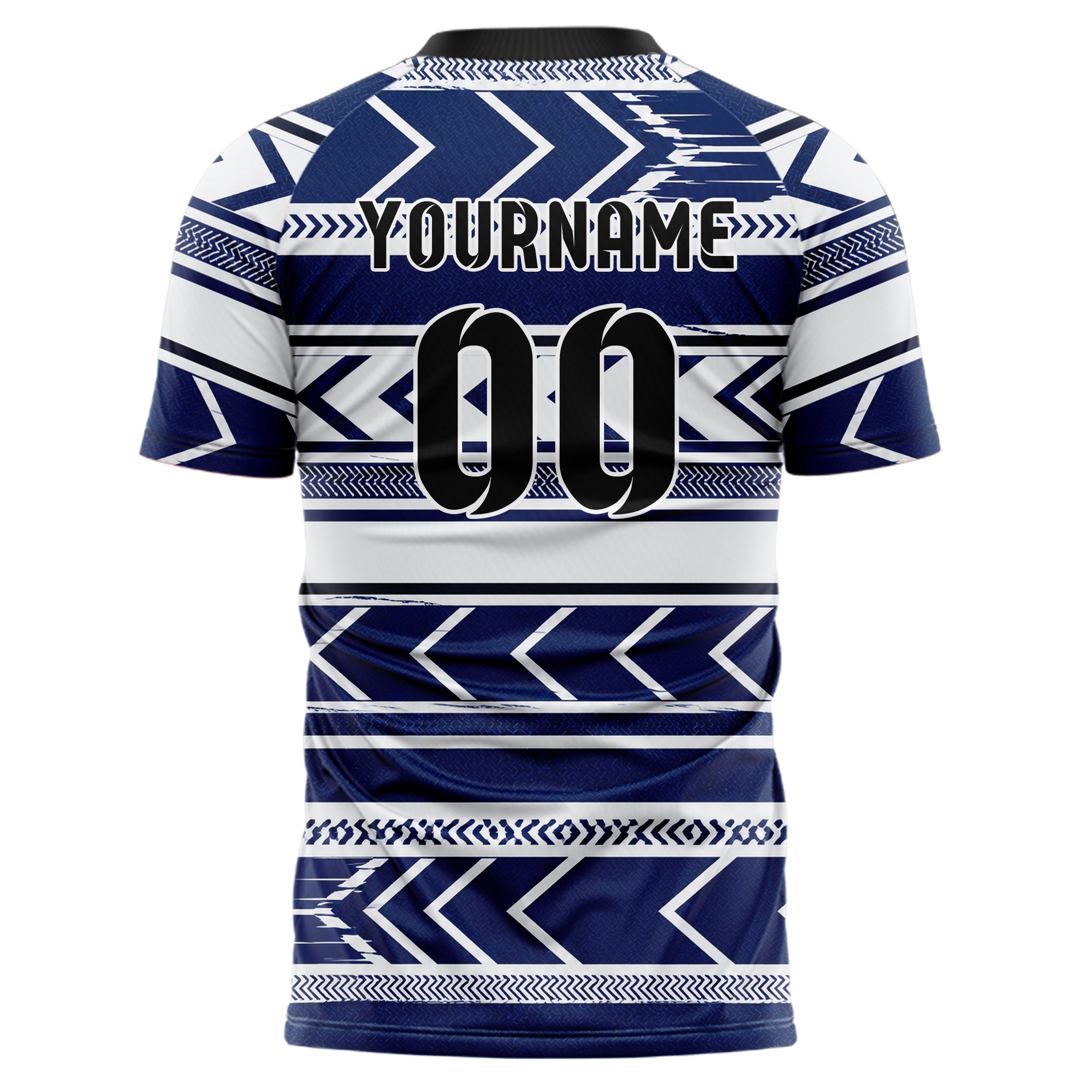 Marineblau klassisches Streifen Chevron Streifen Design 13-0079 individuelles Fußballtrikot back