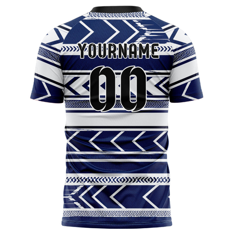 Marineblau klassisches Streifen Chevron Streifen Design 13-0079 individuelles Fußballtrikot back