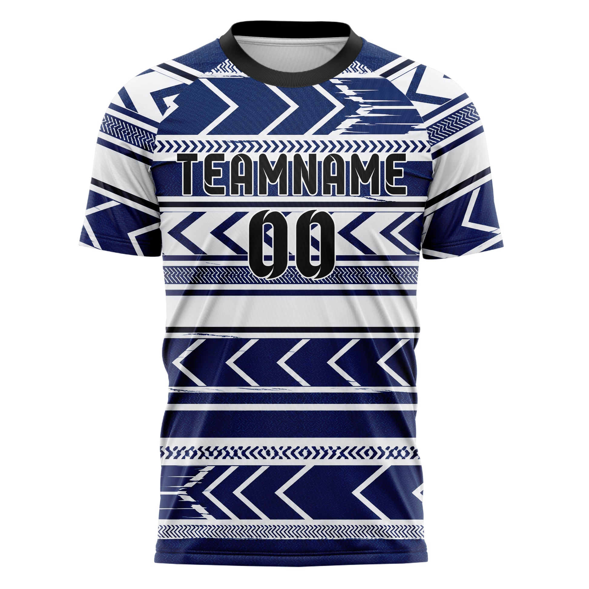 Marineblau klassisches Streifen Chevron Streifen Design 13-0079 individuelles Fußballtrikot front