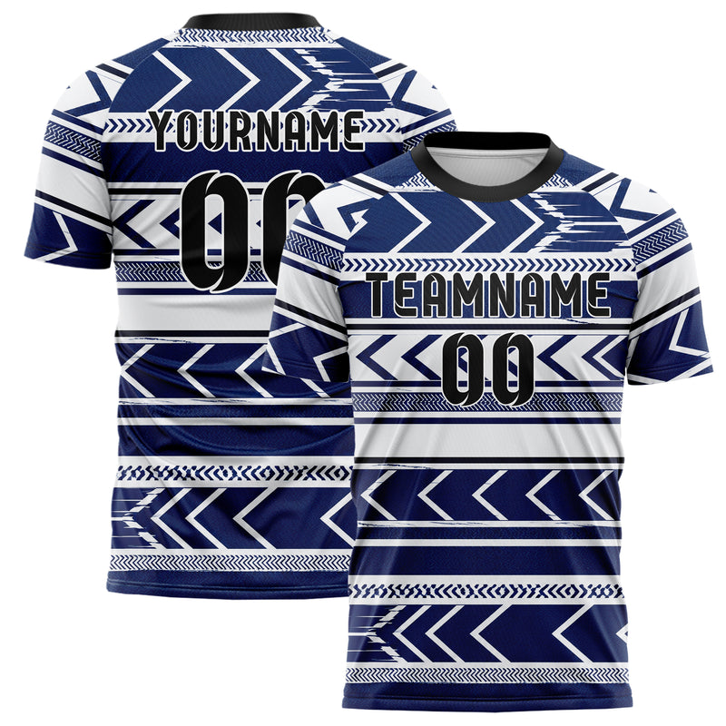 Marineblau klassisches Streifen Chevron Streifen Design 13-0079 individuelles Fußballtrikot main