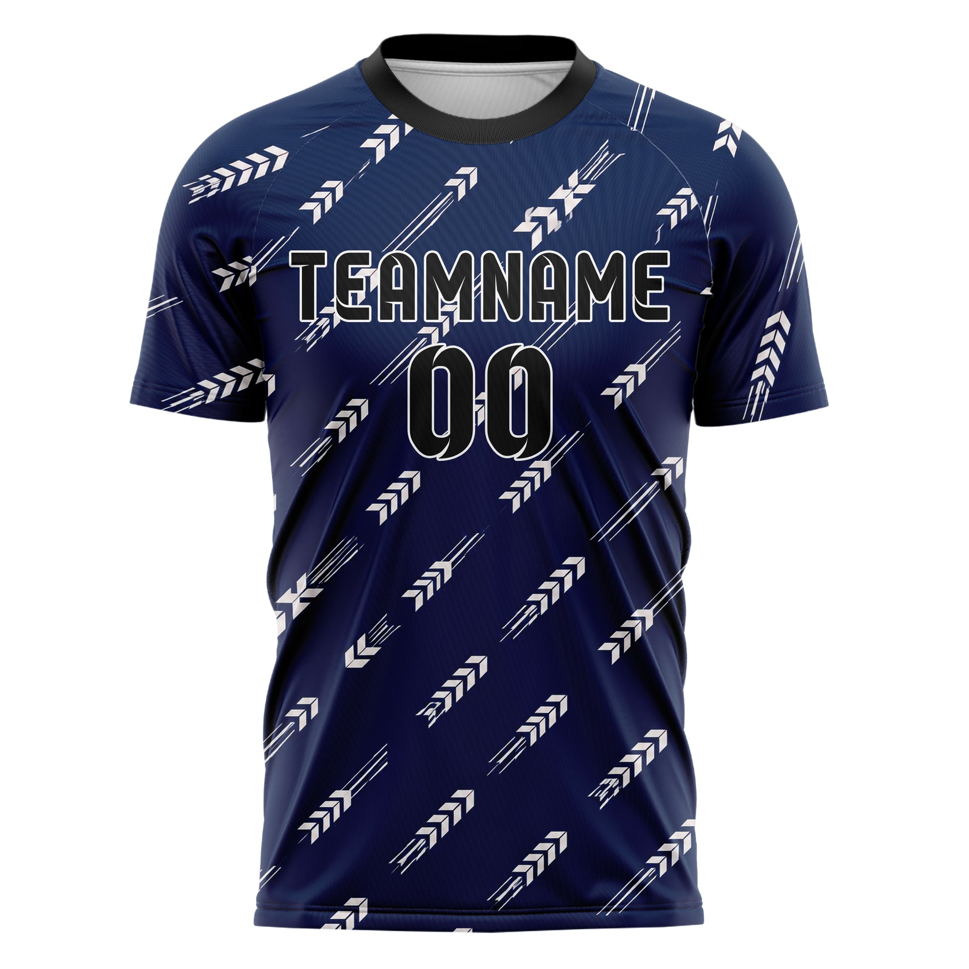 Marineblau klassisches Streifen Chevron Streifen Design 13-0109 individuelles Fußballtrikot front