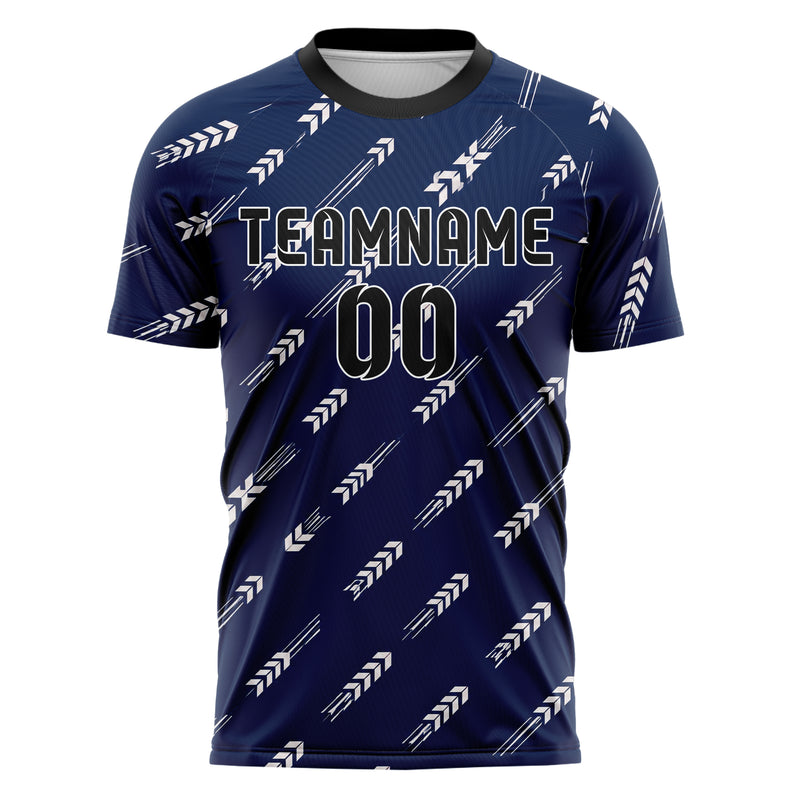 Marineblau klassisches Streifen Chevron Streifen Design 13-0109 individuelles Fußballtrikot front