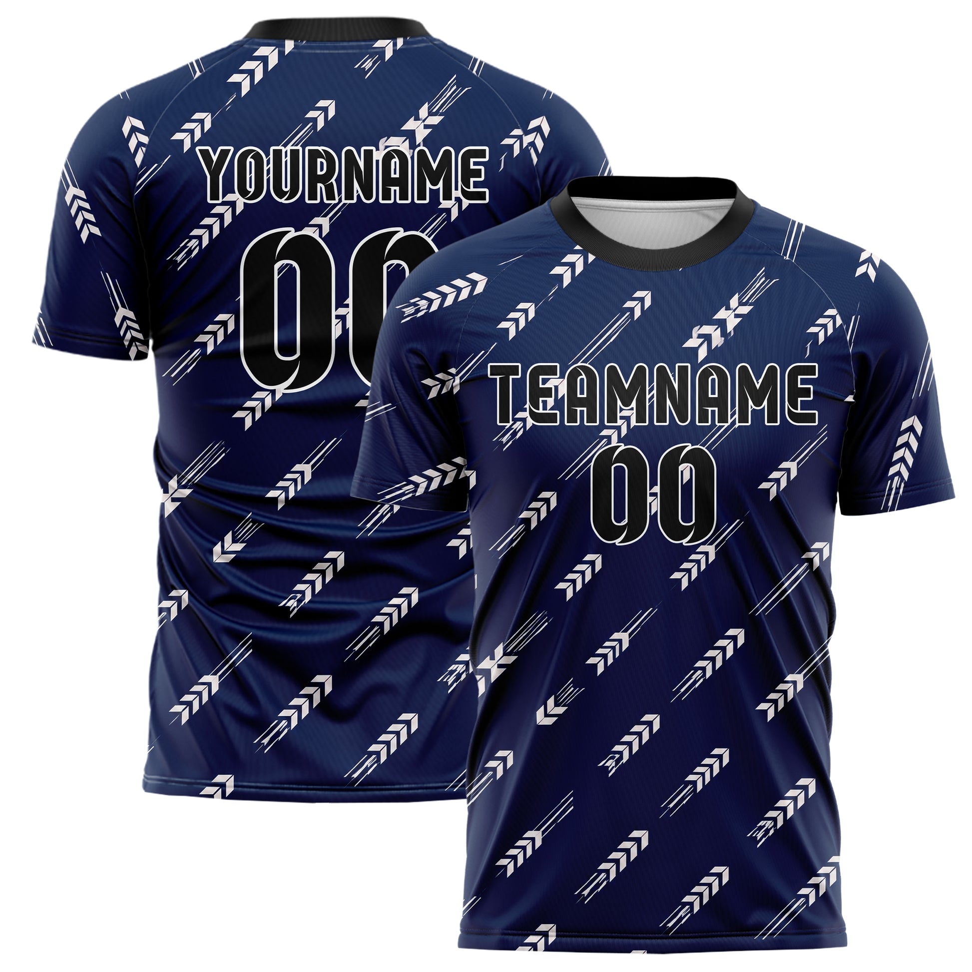 Marineblau klassisches Streifen Chevron Streifen Design 13-0109 individuelles Fußballtrikot main