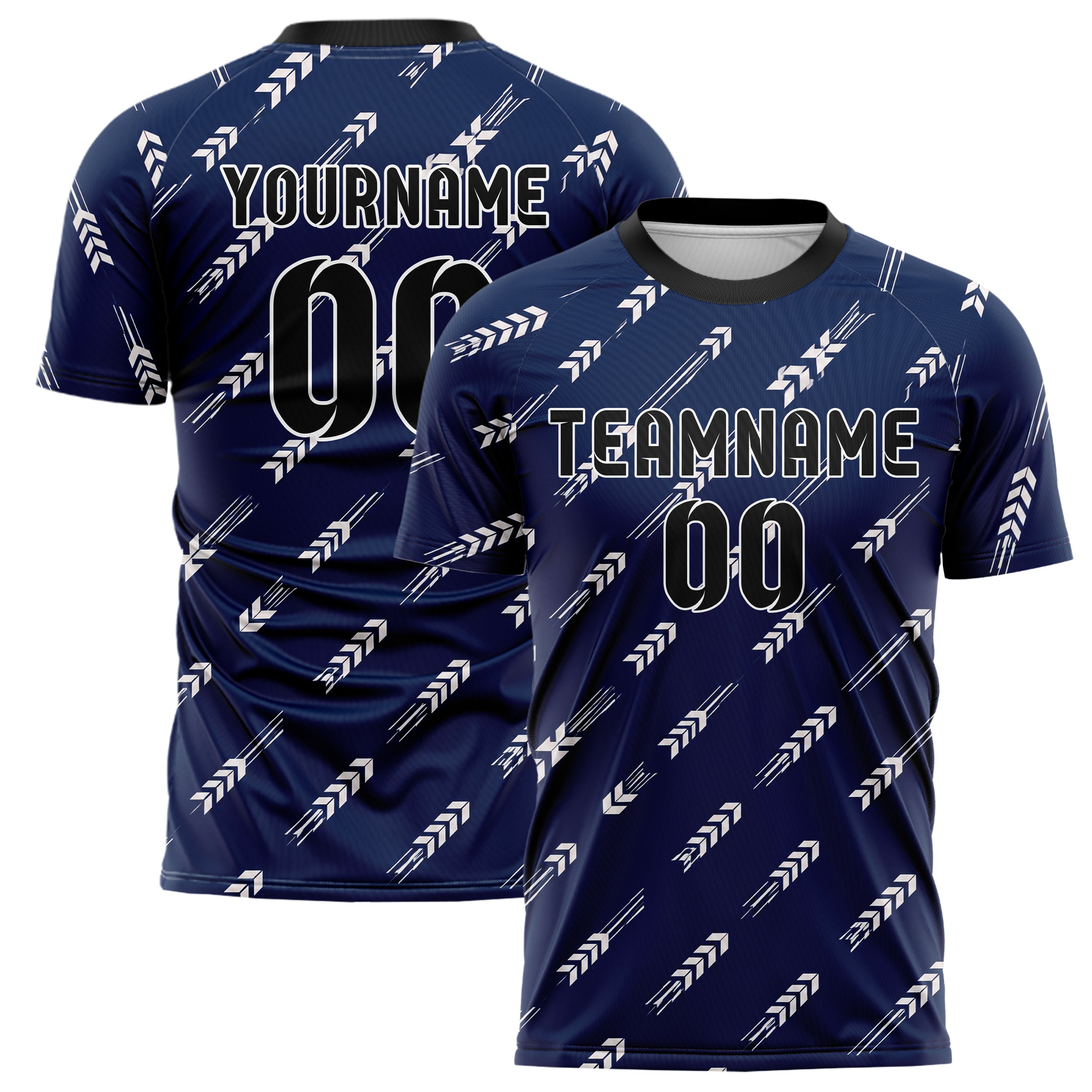 Marineblau klassisches Streifen Chevron Streifen Design 13-0109 individuelles Fußballtrikot main