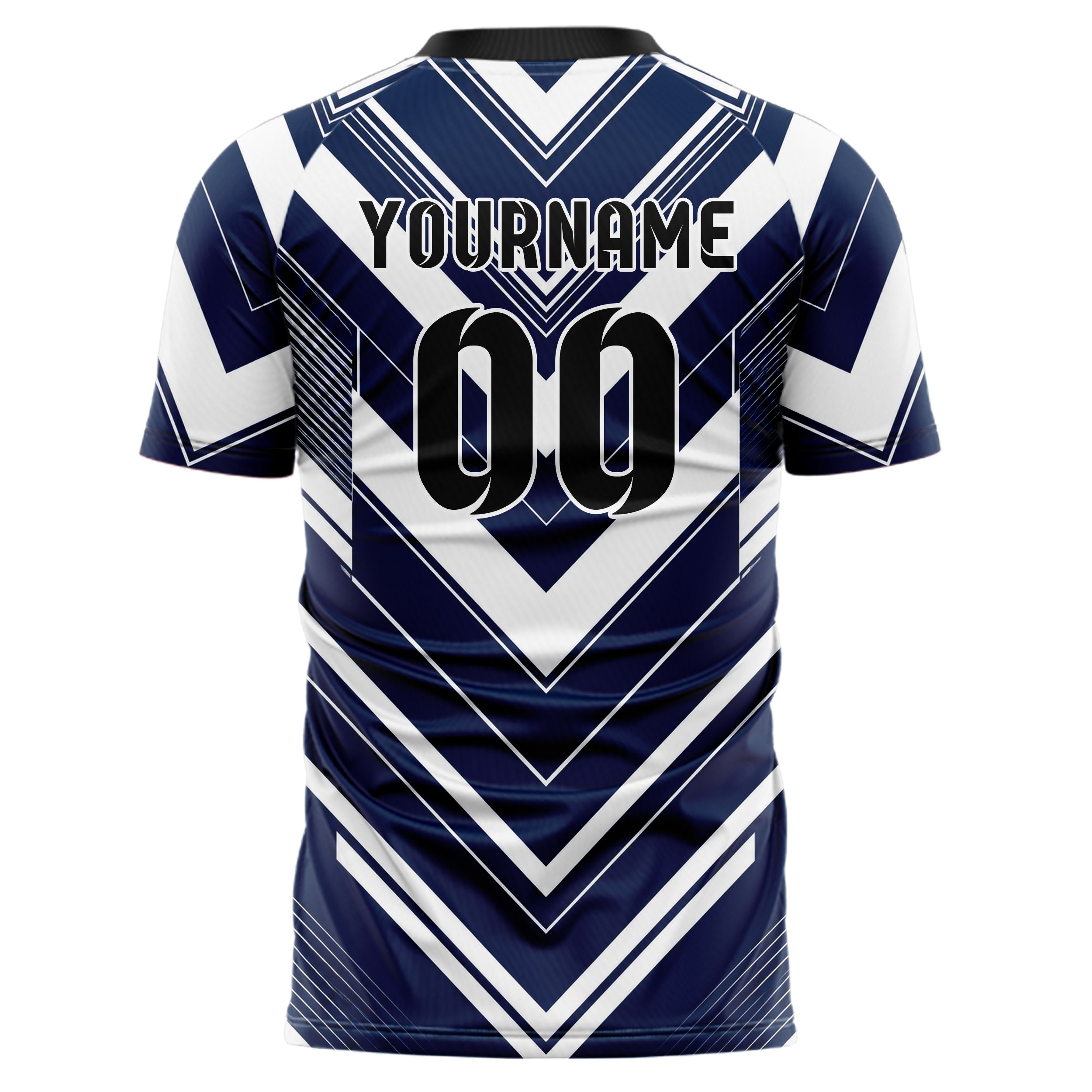 Marineblau klassisches Streifen Chevron Streifen Design 13-0133 individuelles Fußballtrikot back