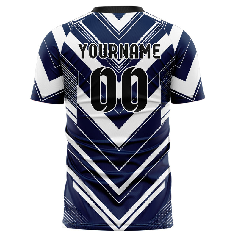 Marineblau klassisches Streifen Chevron Streifen Design 13-0133 individuelles Fußballtrikot back