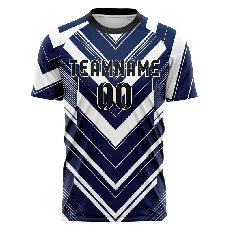 Marineblau klassisches Streifen Chevron Streifen Design 13-0133 individuelles Fußballtrikot front