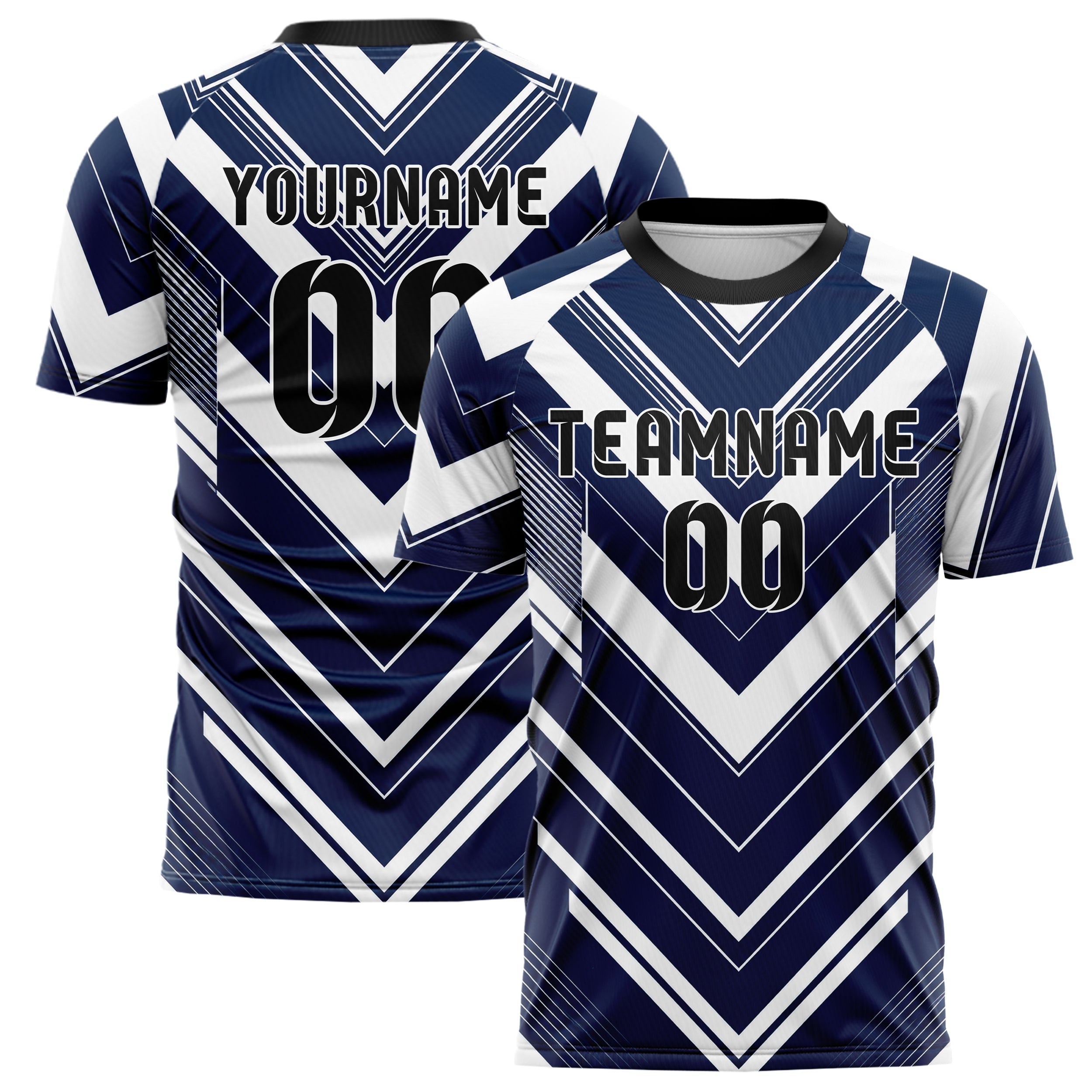 Marineblau klassisches Streifen Chevron Streifen Design 13-0133 individuelles Fußballtrikot main