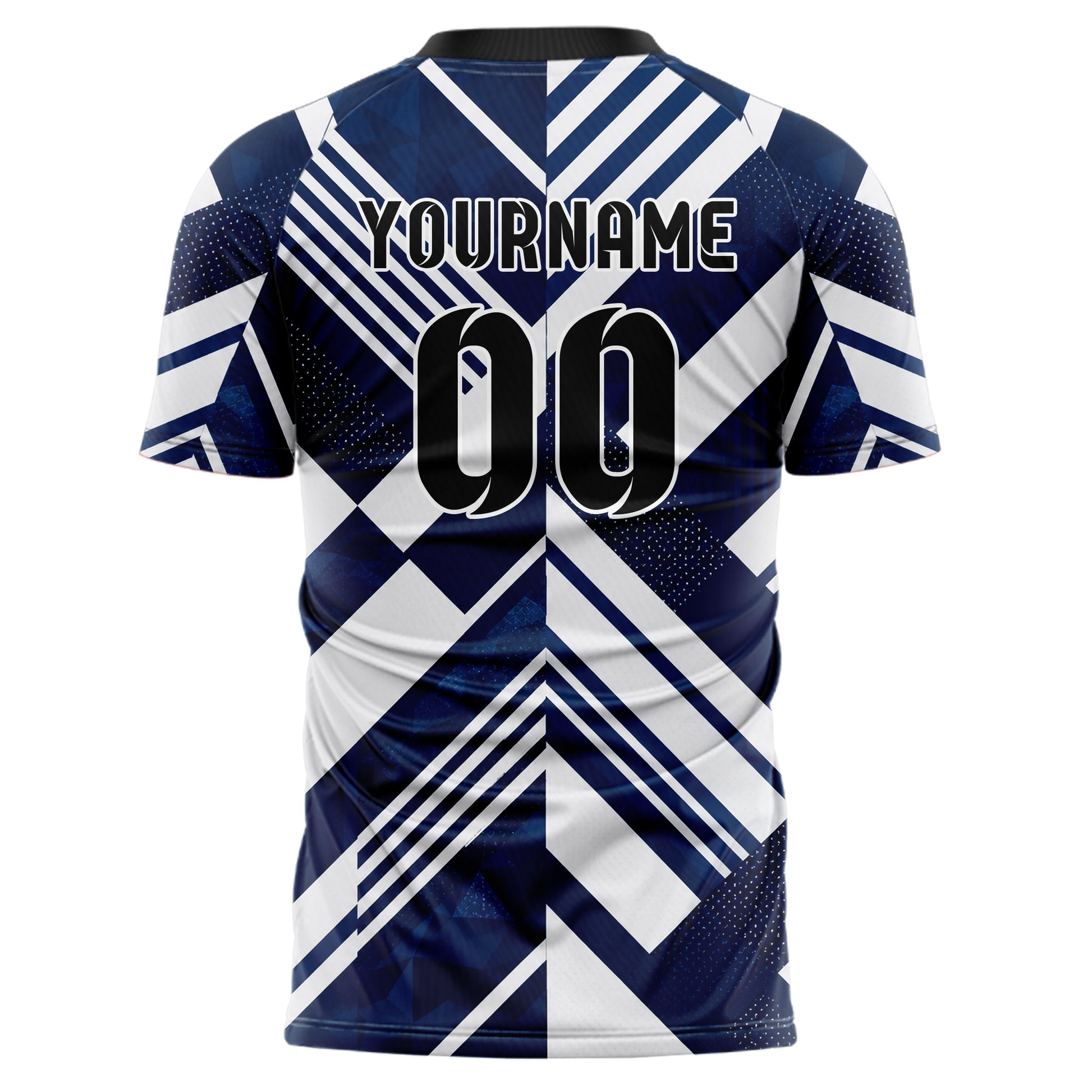 Marineblau klassisches Streifen interlocking diagonal Grid Design 13-0028 individuelles Fußballtrikot back