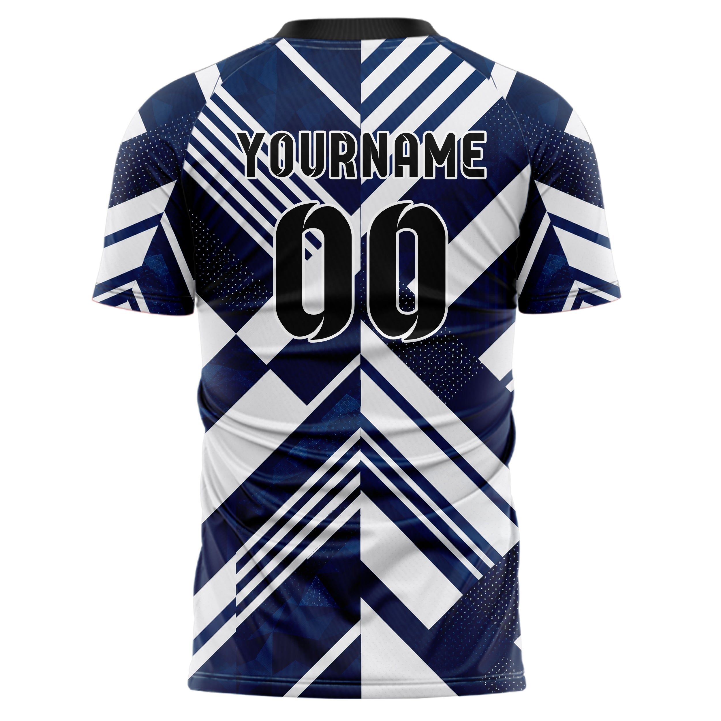 Marineblau klassisches Streifen interlocking diagonal Grid Design 13-0028 individuelles Fußballtrikot back