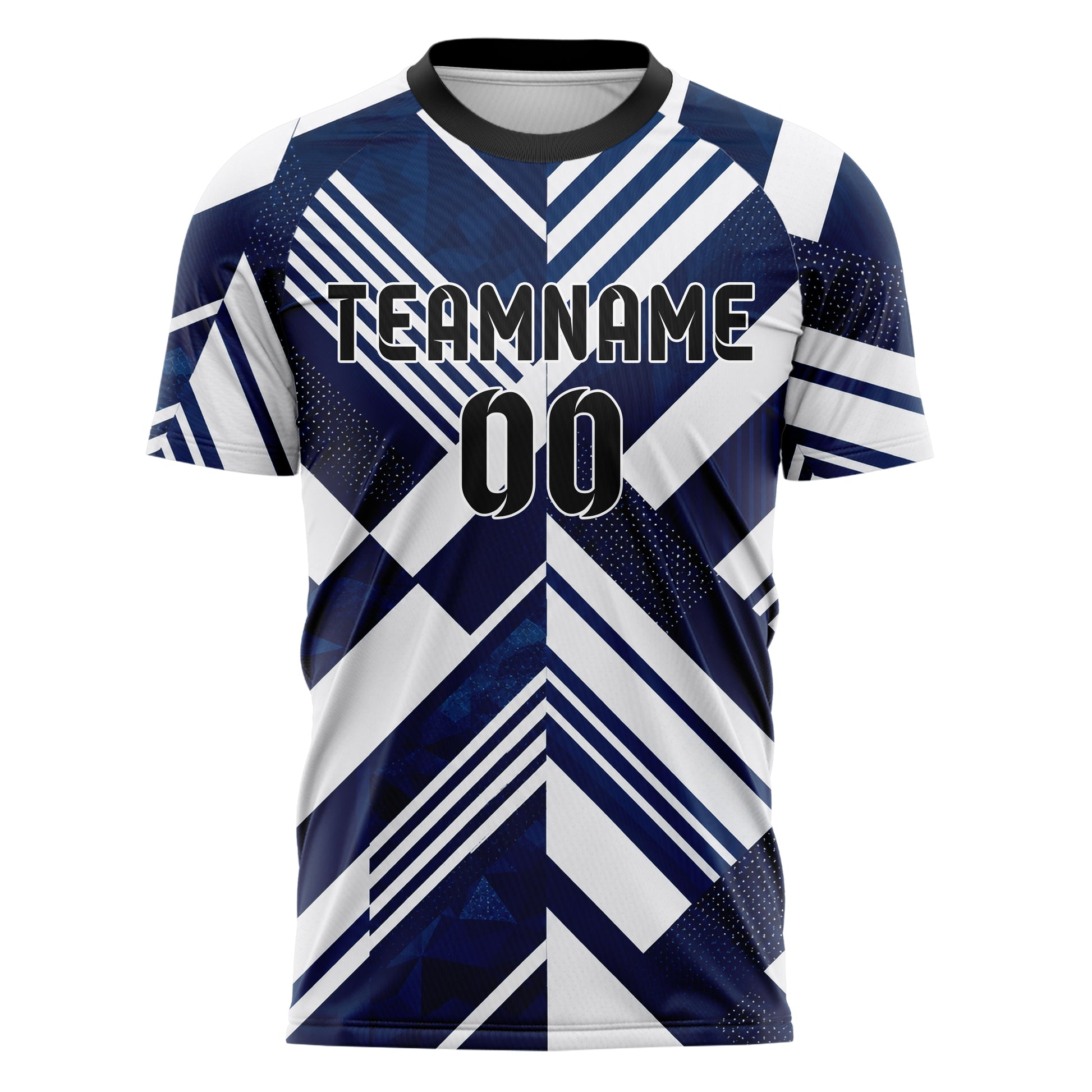 Marineblau klassisches Streifen interlocking diagonal Grid Design 13-0028 individuelles Fußballtrikot front