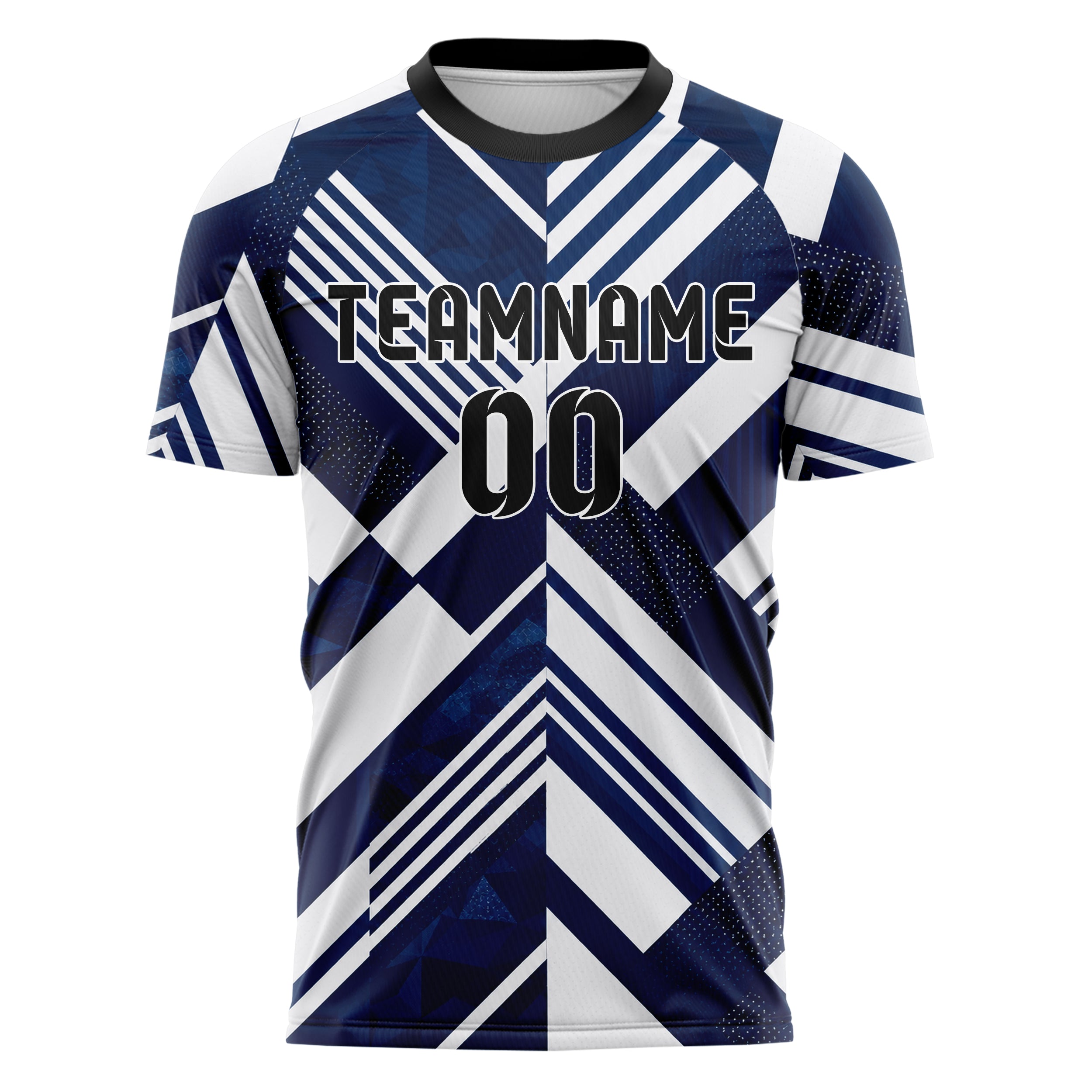 Marineblau klassisches Streifen interlocking diagonal Grid Design 13-0028 individuelles Fußballtrikot front