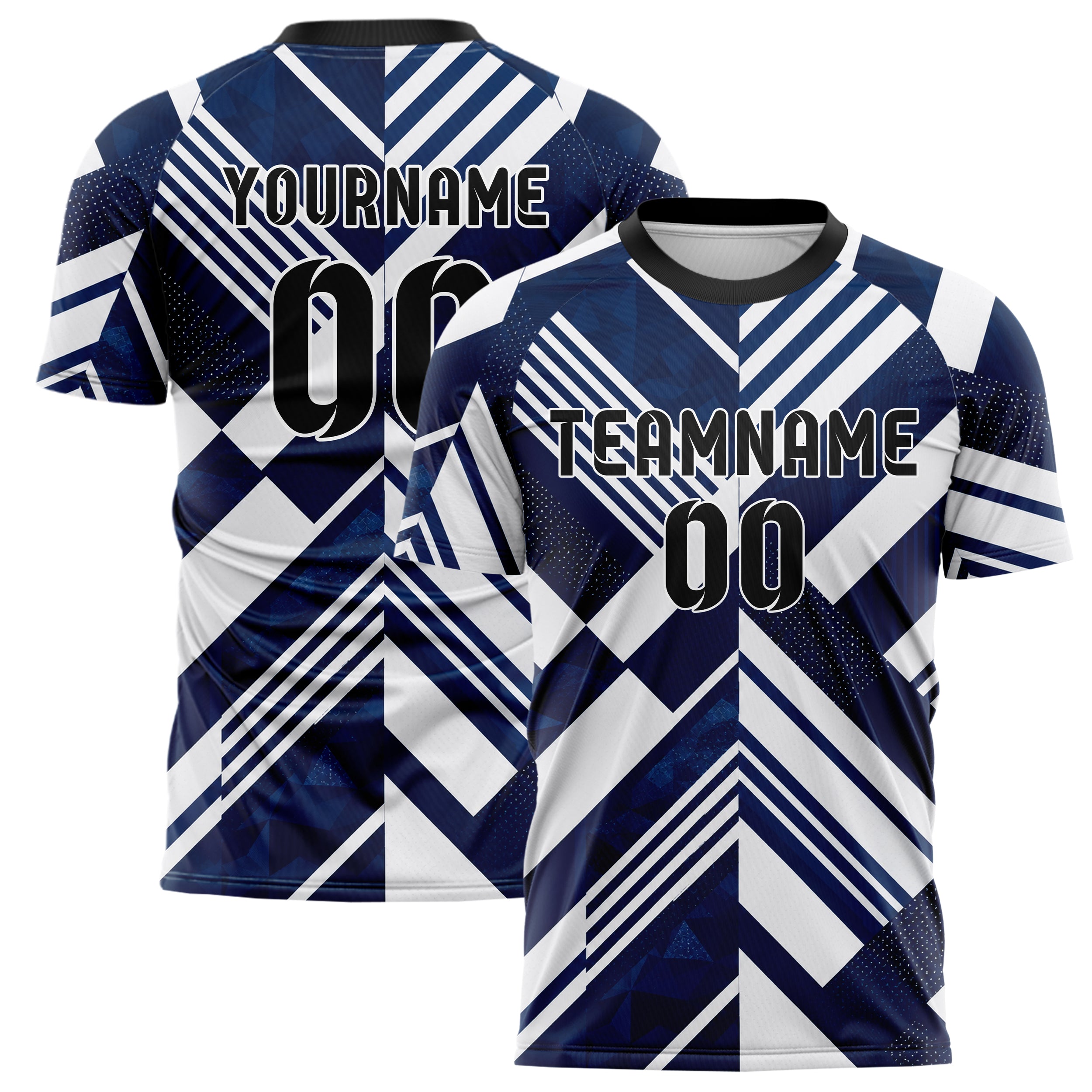 Marineblau klassisches Streifen interlocking diagonal Grid Design 13-0028 individuelles Fußballtrikot main