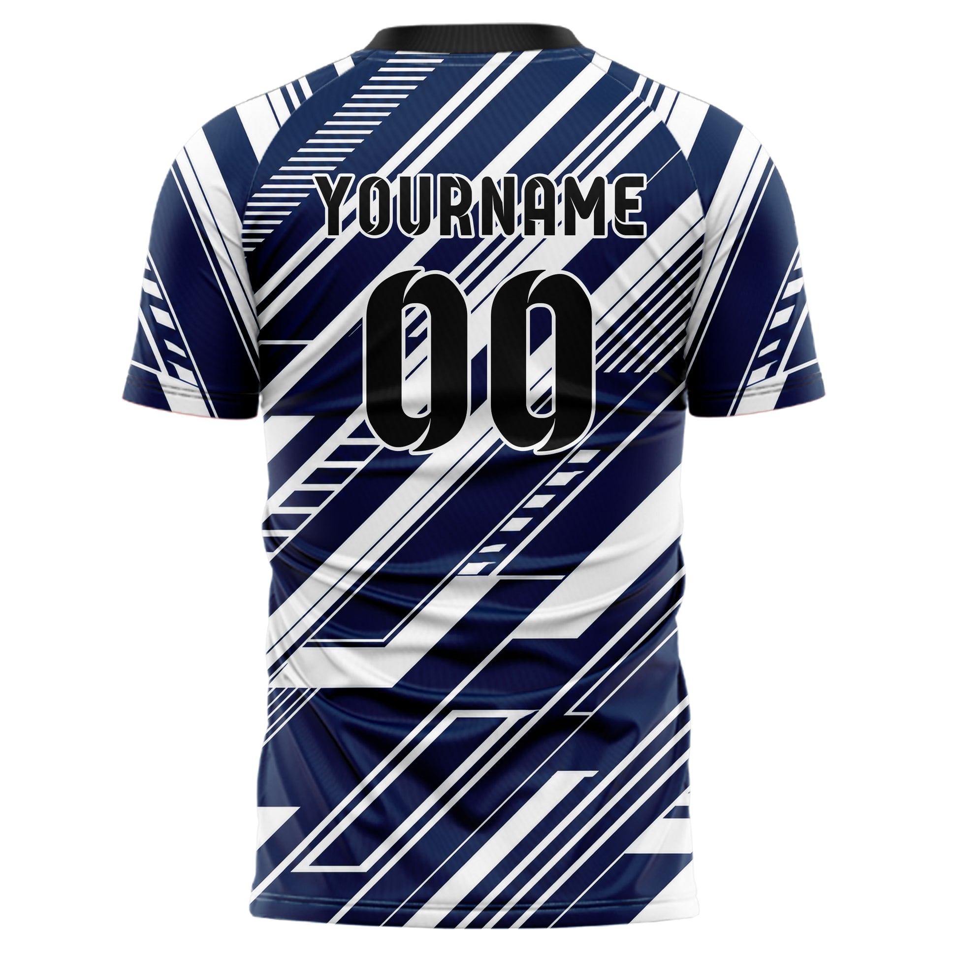 Marineblau klassisches Streifen interlocking diagonal Grid Design 13-0136 individuelles Fußballtrikot back