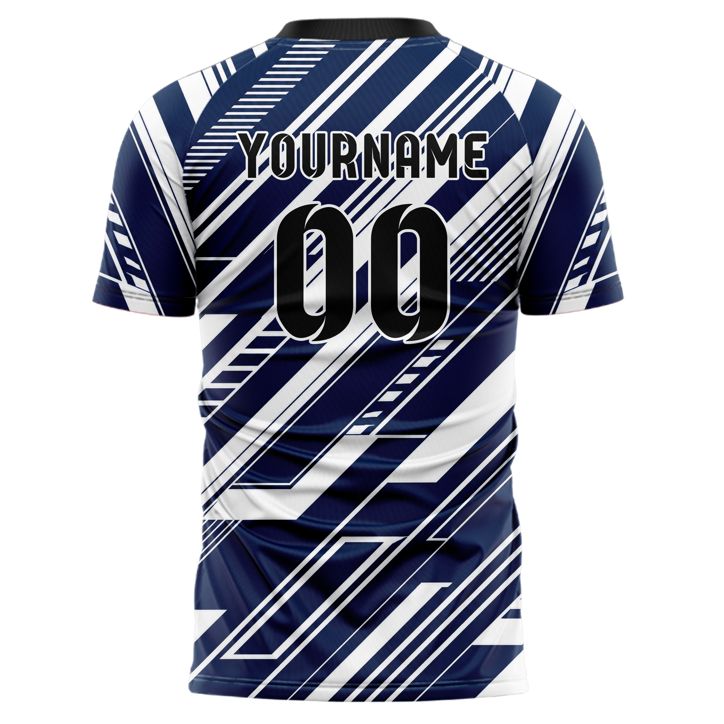 Marineblau klassisches Streifen interlocking diagonal Grid Design 13-0136 individuelles Fußballtrikot back