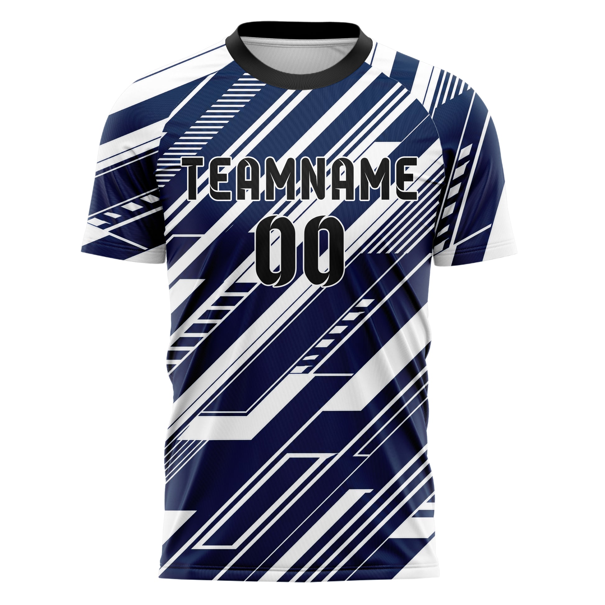 Marineblau klassisches Streifen interlocking diagonal Grid Design 13-0136 individuelles Fußballtrikot front