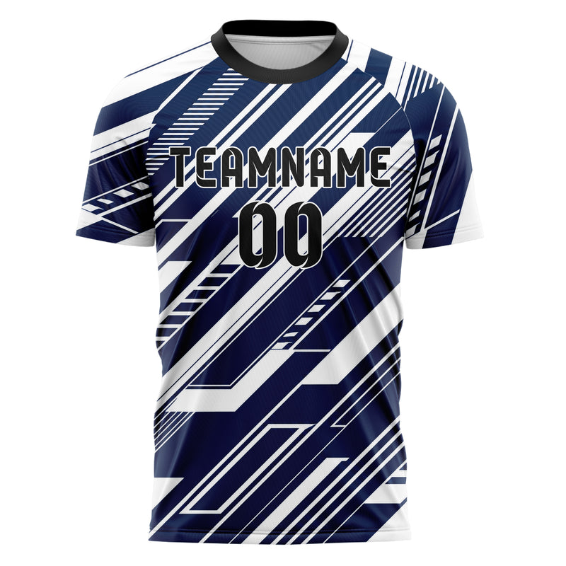 Marineblau klassisches Streifen interlocking diagonal Grid Design 13-0136 individuelles Fußballtrikot front