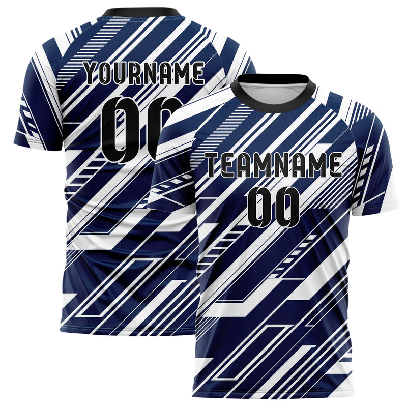 Marineblau klassisches Streifen interlocking diagonal Grid Design 13-0136 individuelles Fußballtrikot main