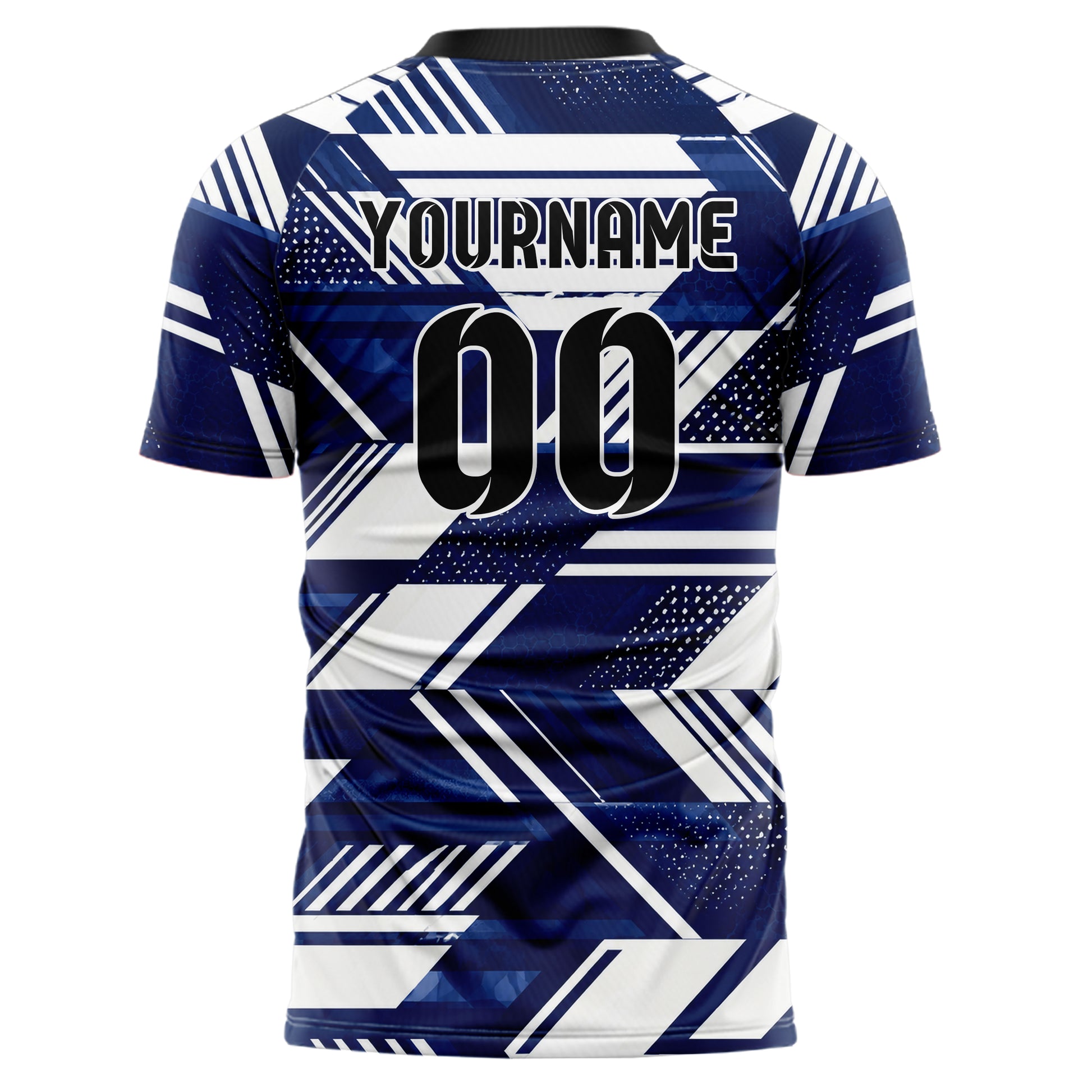 Marineblau klassisches Streifen interlocking diagonal Grid Design 13-0160 individuelles Fußballtrikot back