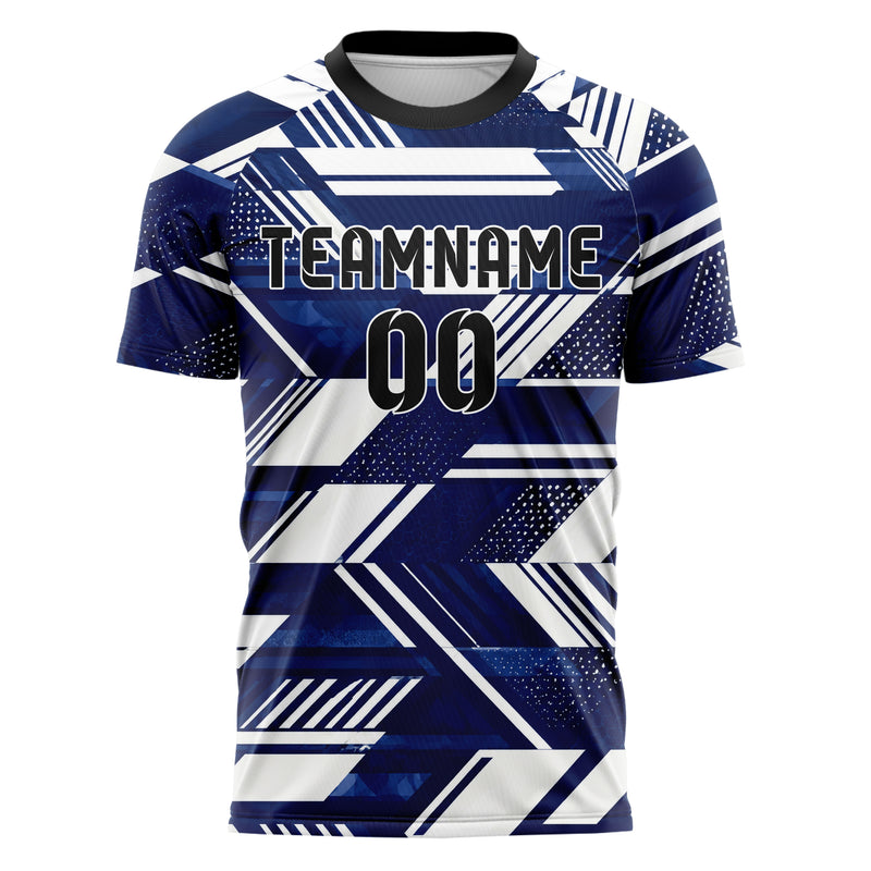 Marineblau klassisches Streifen interlocking diagonal Grid Design 13-0160 individuelles Fußballtrikot front