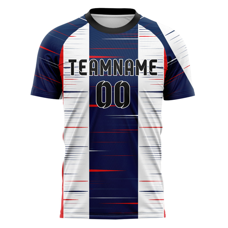 Marineblau klassisches Streifen vertikale Baender Design 13-0146 individuelles Fußballtrikot front