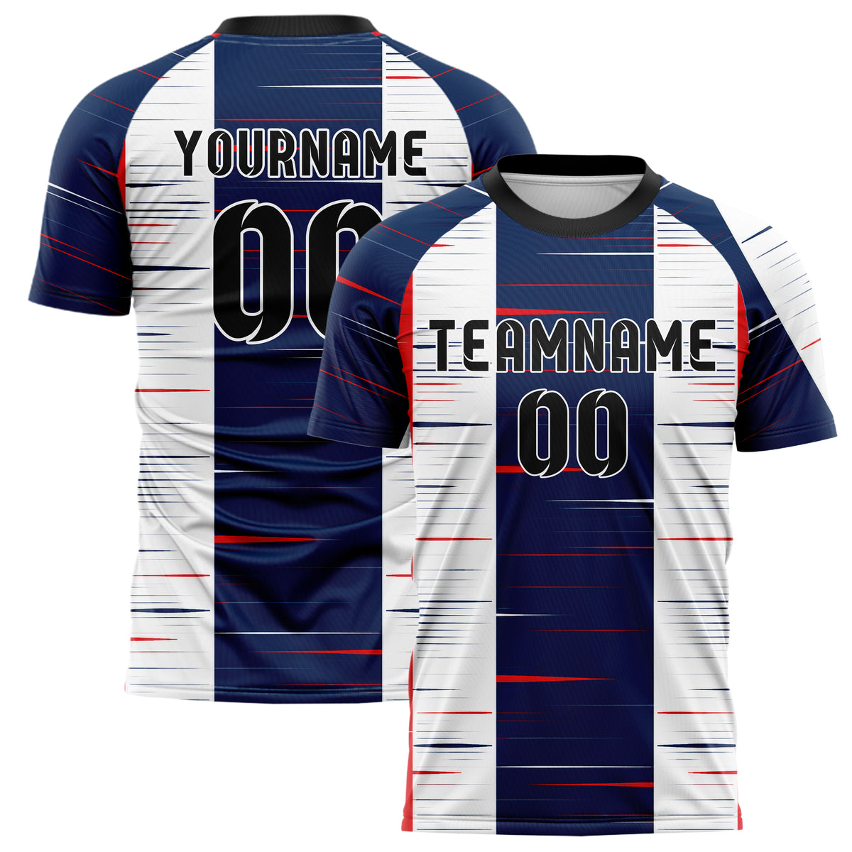 Marineblau klassisches Streifen vertikale Baender Design 13-0146 individuelles Fußballtrikot main