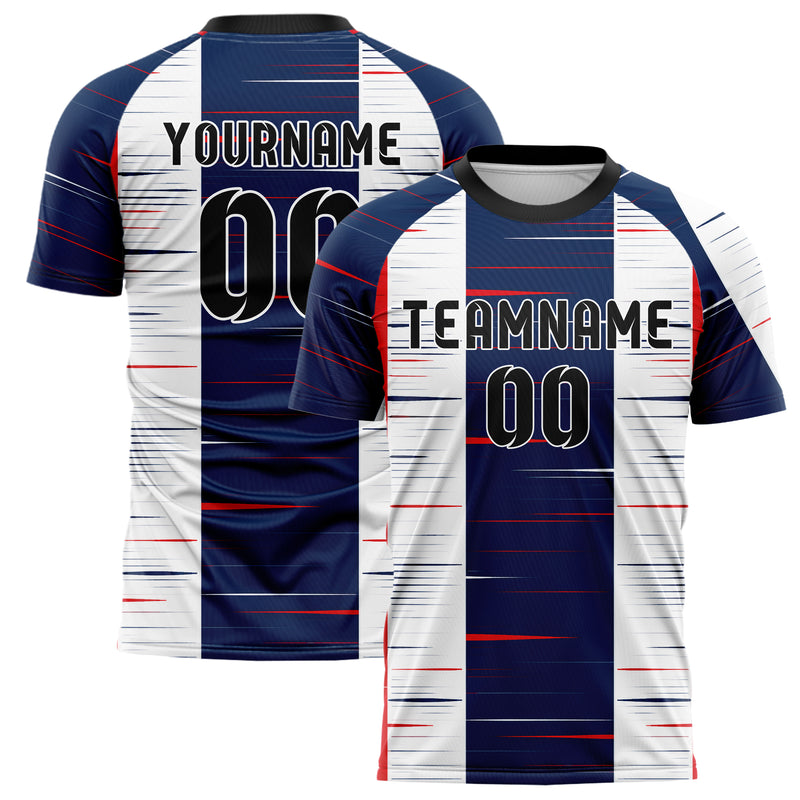Marineblau klassisches Streifen vertikale Baender Design 13-0146 individuelles Fußballtrikot main