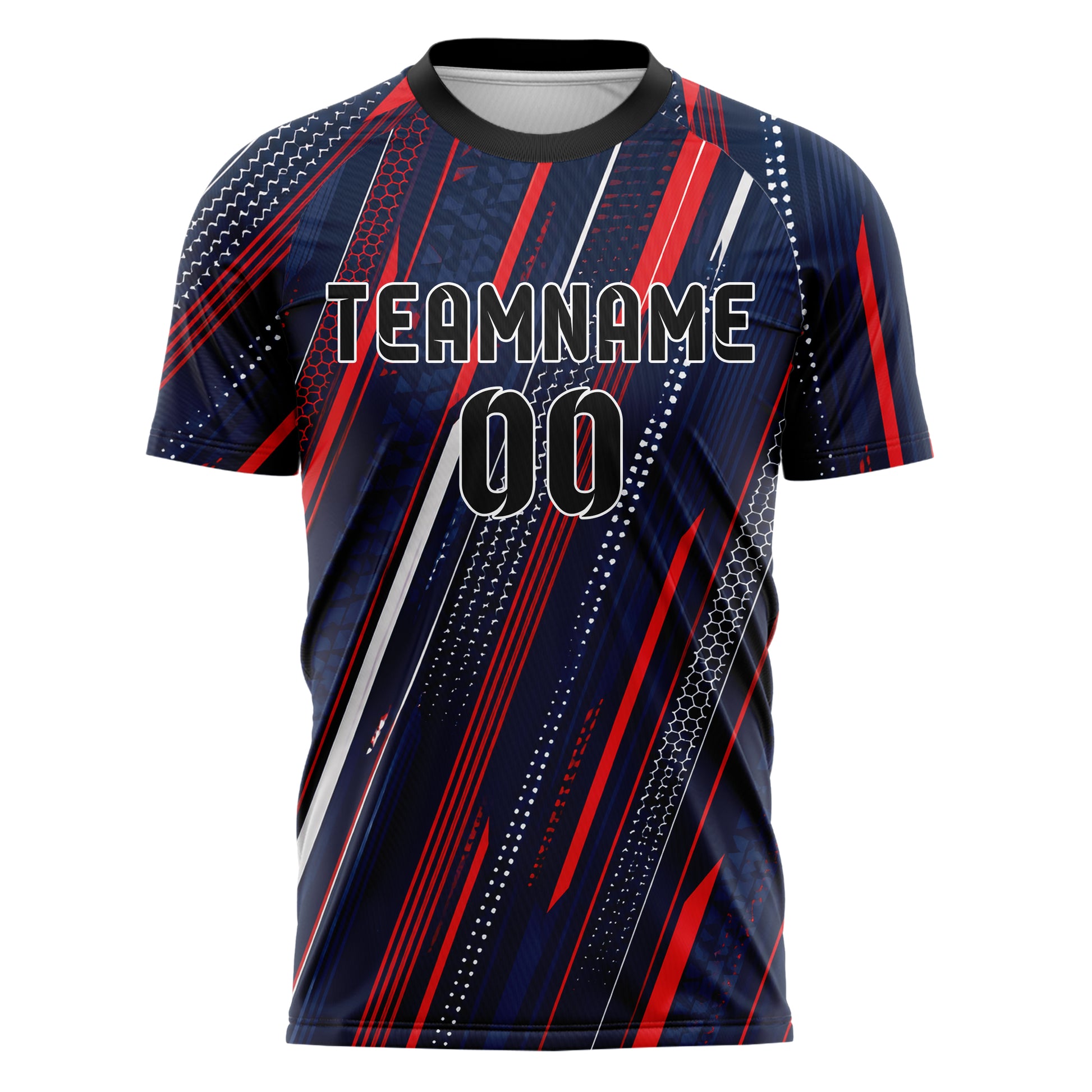 Marineblau klassisches Streifen vertikale Baender Design 13-0164 individuelles Fußballtrikot front
