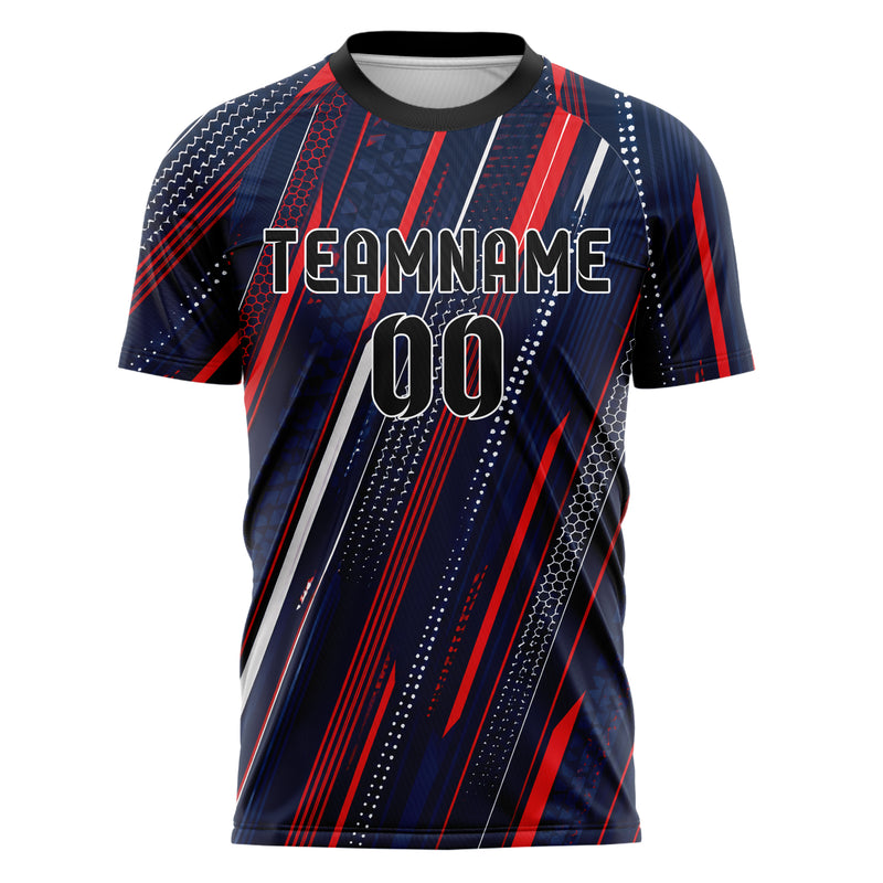 Marineblau klassisches Streifen vertikale Baender Design 13-0164 individuelles Fußballtrikot front