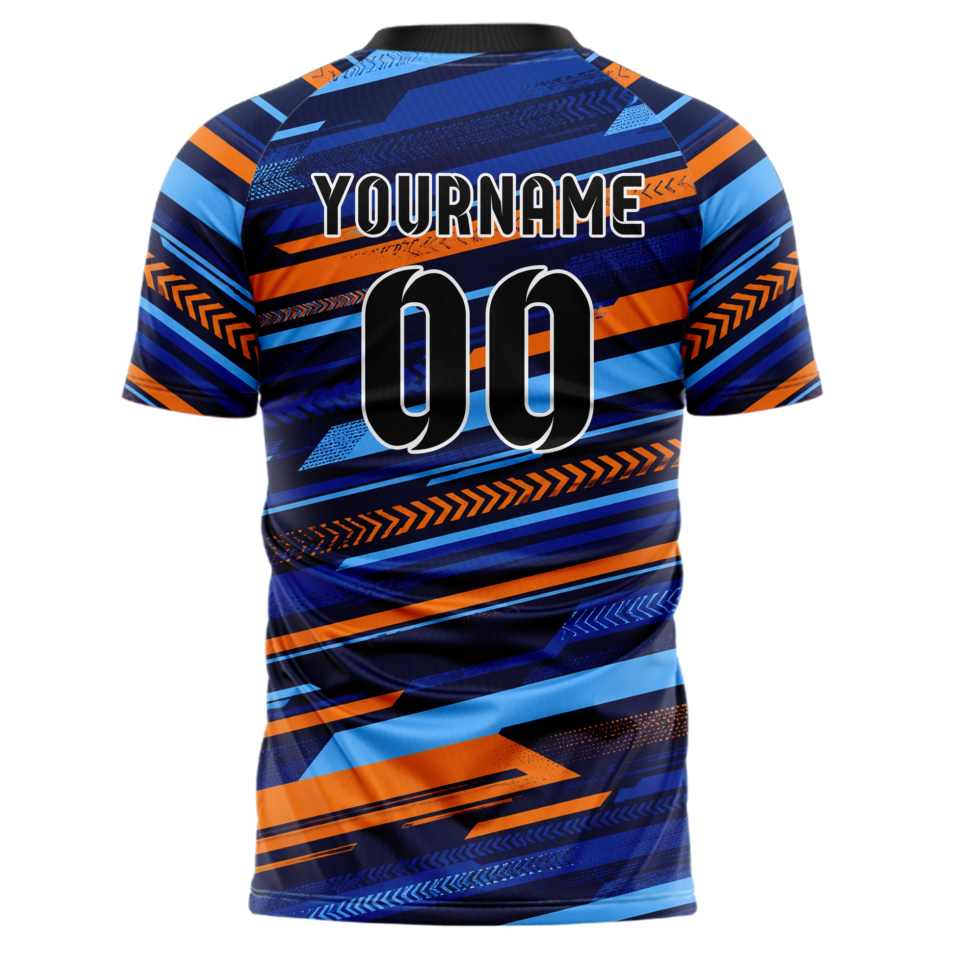 Marineblau lebendiges Streifen horizontale Baender Design 13-0051 individuelles Fußballtrikot back