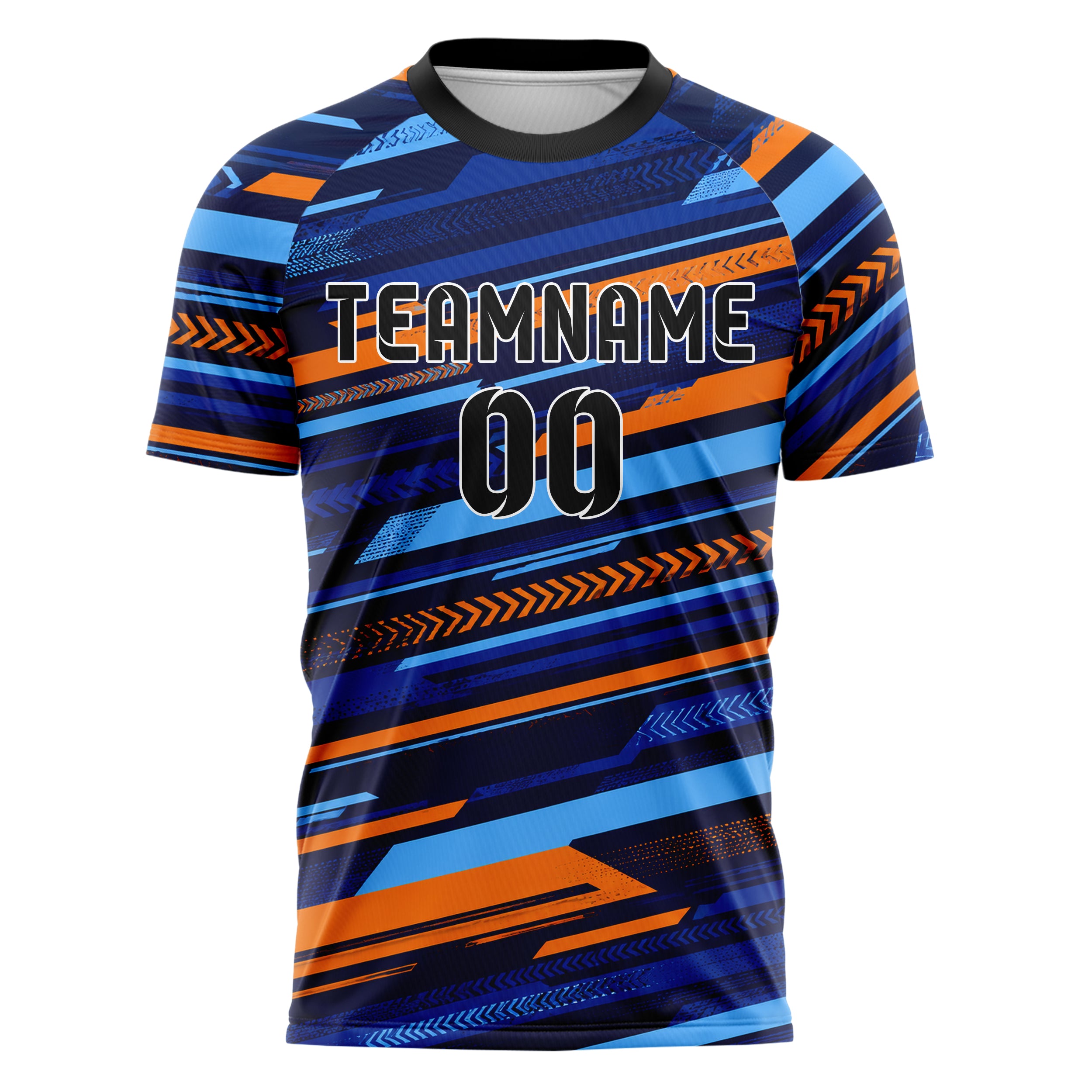 Marineblau lebendiges Streifen horizontale Baender Design 13-0051 individuelles Fußballtrikot front