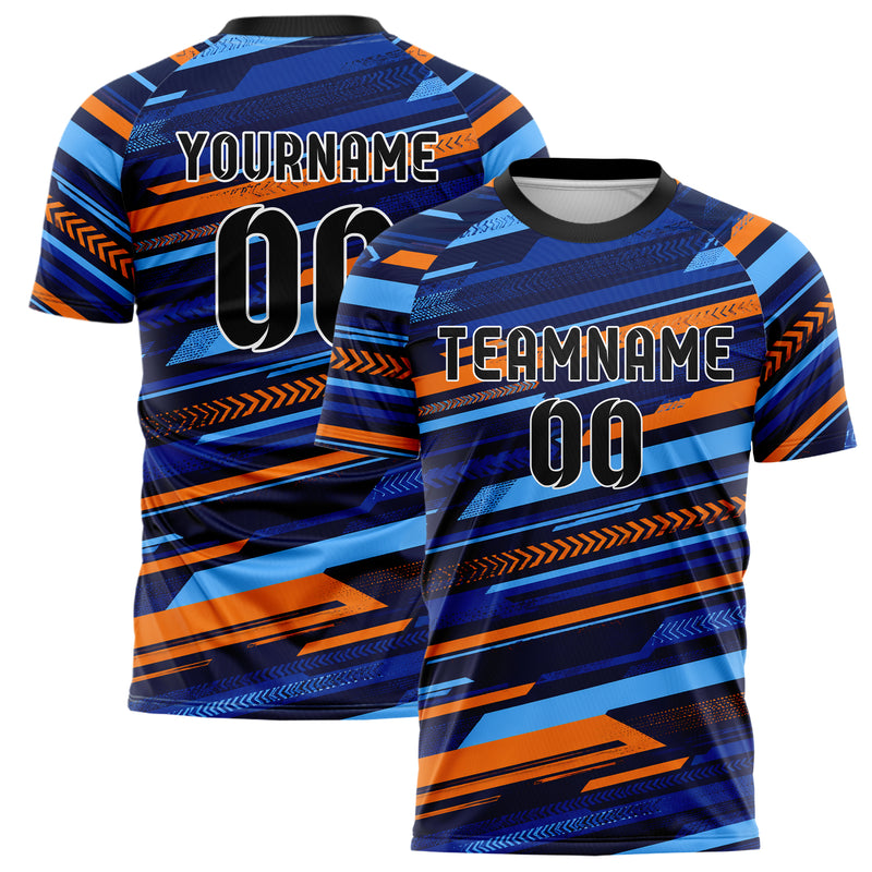 Marineblau lebendiges Streifen horizontale Baender Design 13-0051 individuelles Fußballtrikot main