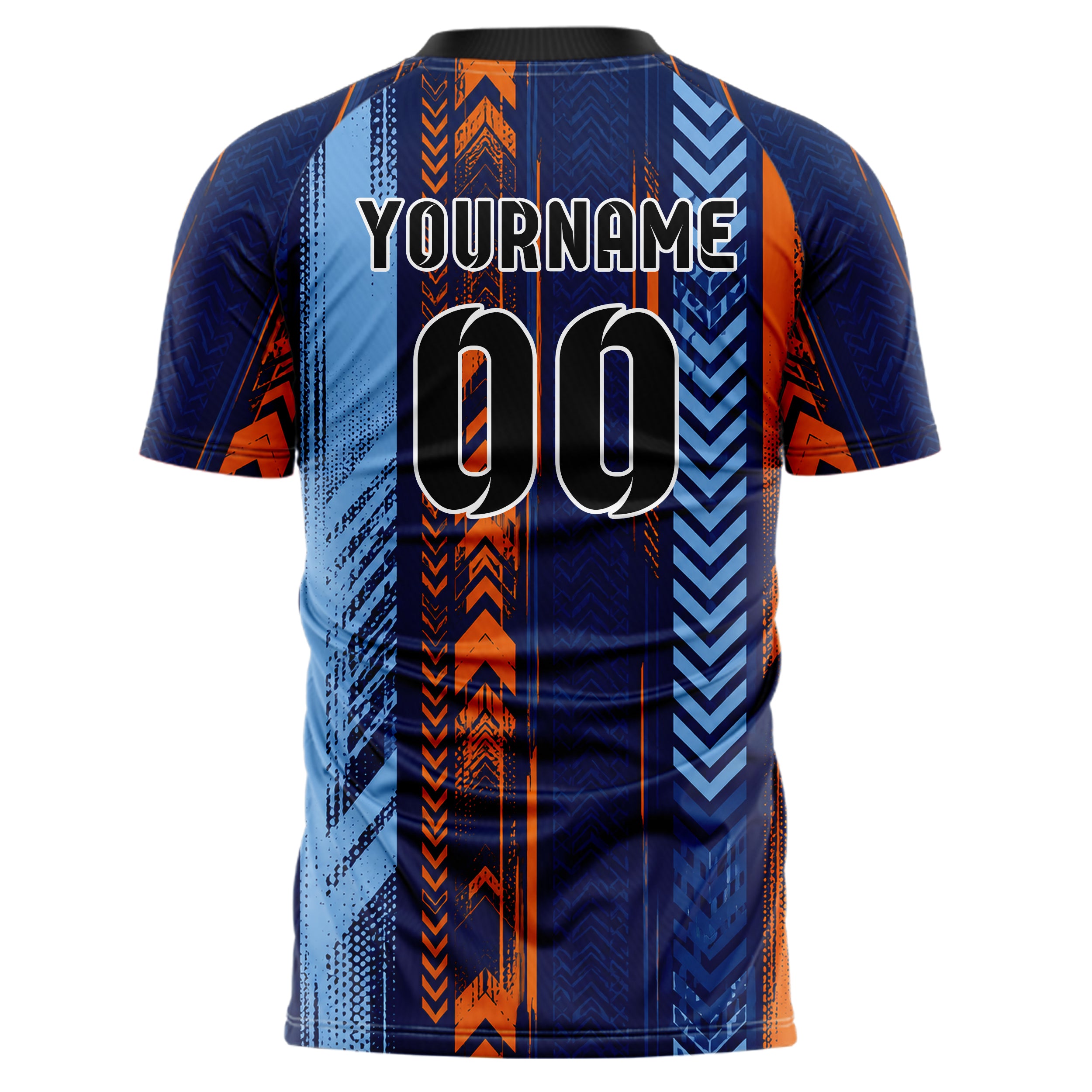 Marineblau lebendiges Streifen horizontale Baender Design 13-0099 individuelles Fußballtrikot back