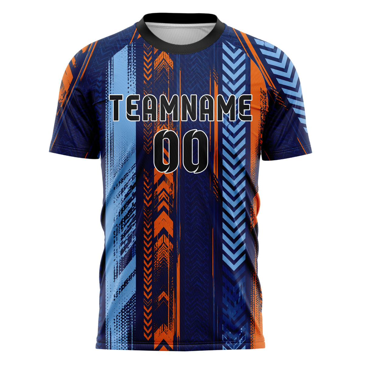 Marineblau lebendiges Streifen horizontale Baender Design 13-0099 individuelles Fußballtrikot front