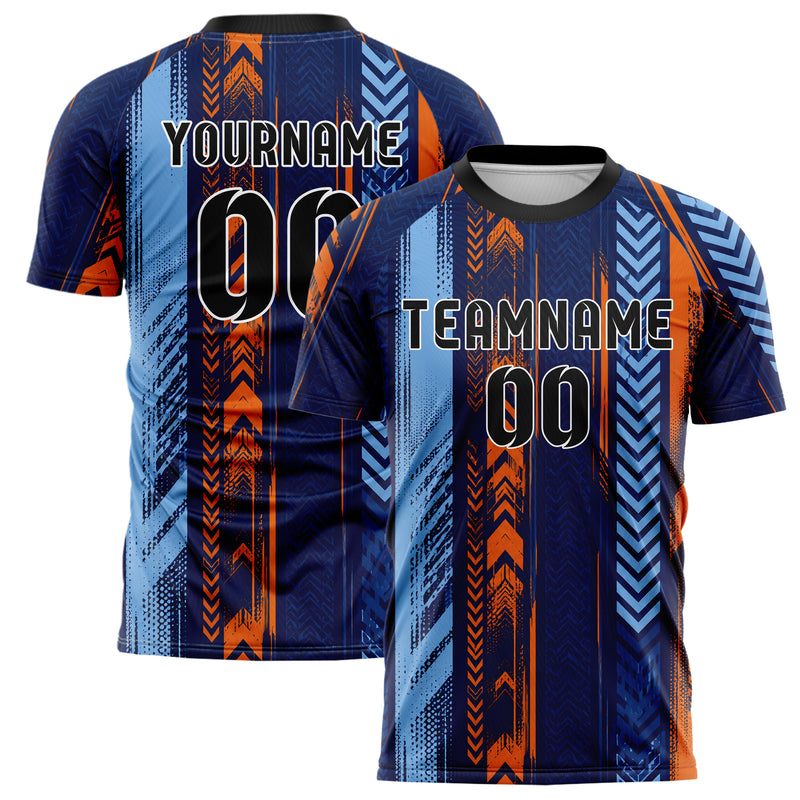 Marineblau lebendiges Streifen horizontale Baender Design 13-0099 individuelles Fußballtrikot main