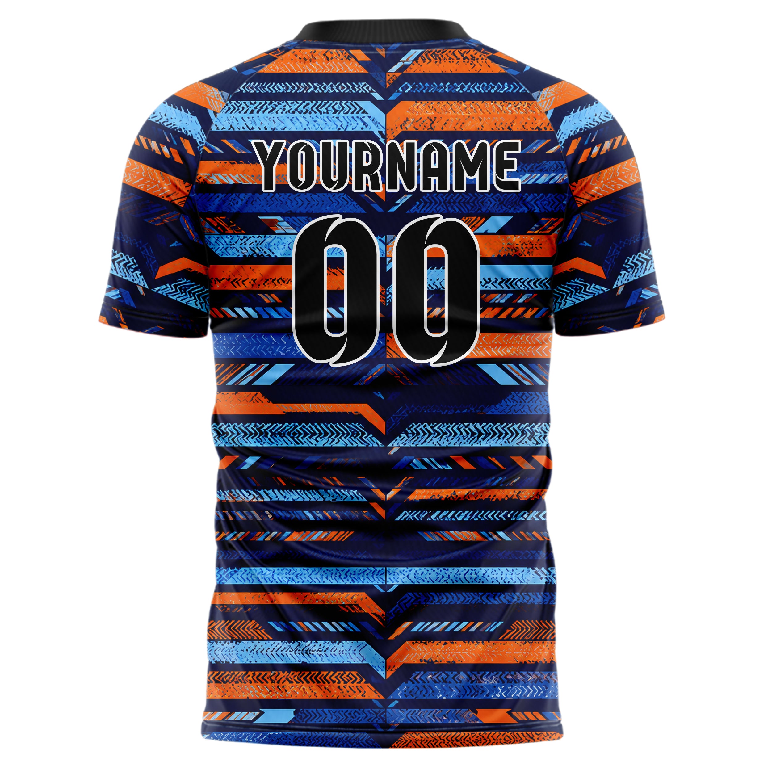 Marineblau lebendiges Streifen horizontale Baender Design 13-0123 individuelles Fußballtrikot back