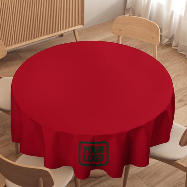 Maßgeschneidertes Rot Moosgrün Runde Tischdecke