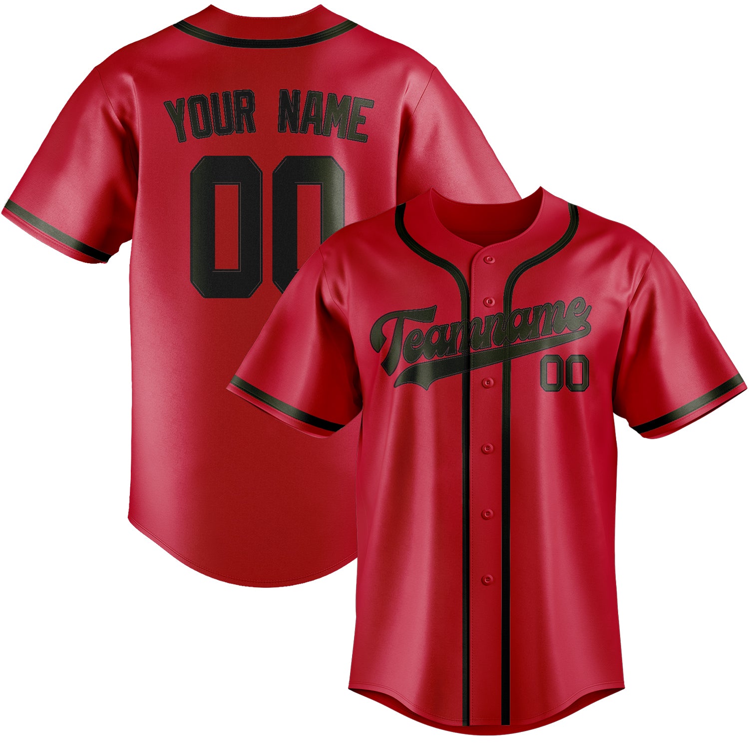 Benutzerdefiniertes Professionelles Rot Dunkles Oliv Baseballtrikot