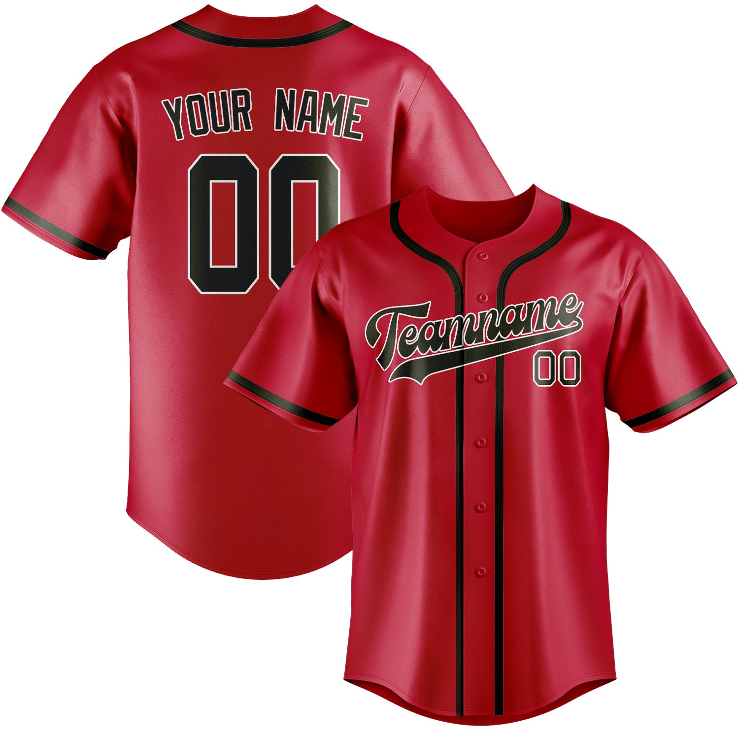 Benutzerdefiniertes Professionelles Rot Dunkles Oliv Baseballtrikot
