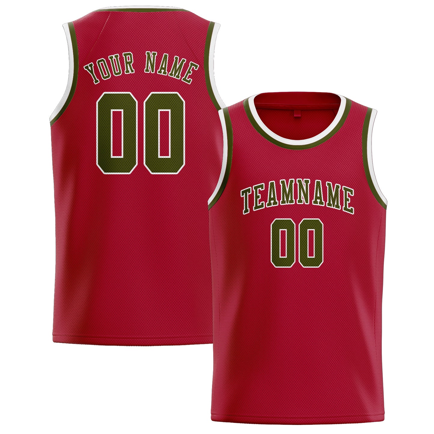Benutzerdefiniertes Professionelles Rot Dunkles Oliv Basketballtrikot