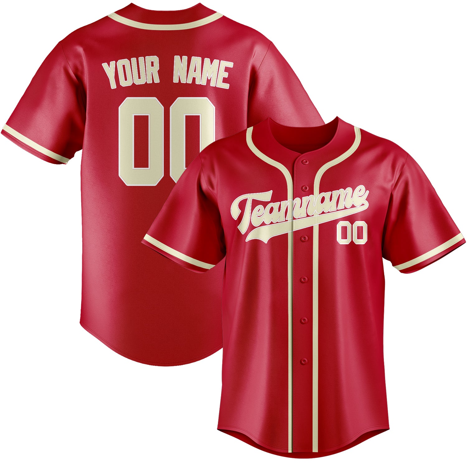 Benutzerdefiniertes Professionelles Rot Beige Baseballtrikot