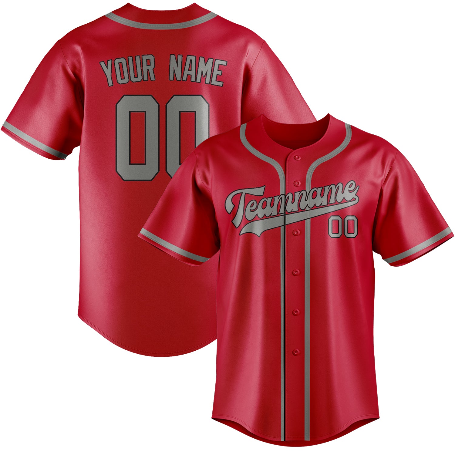 Benutzerdefiniertes Professionelles Rot Grau Baseballtrikot