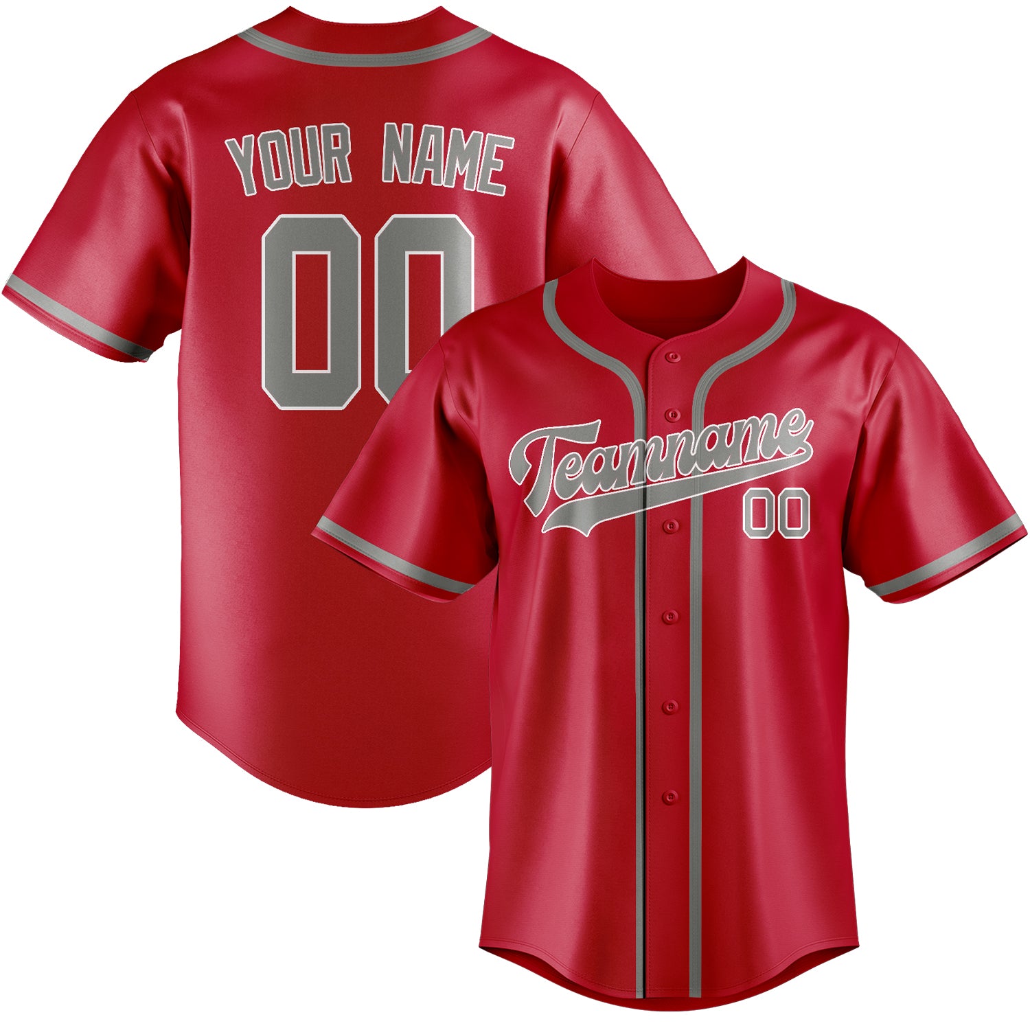 Benutzerdefiniertes Professionelles Rot Grau Baseballtrikot