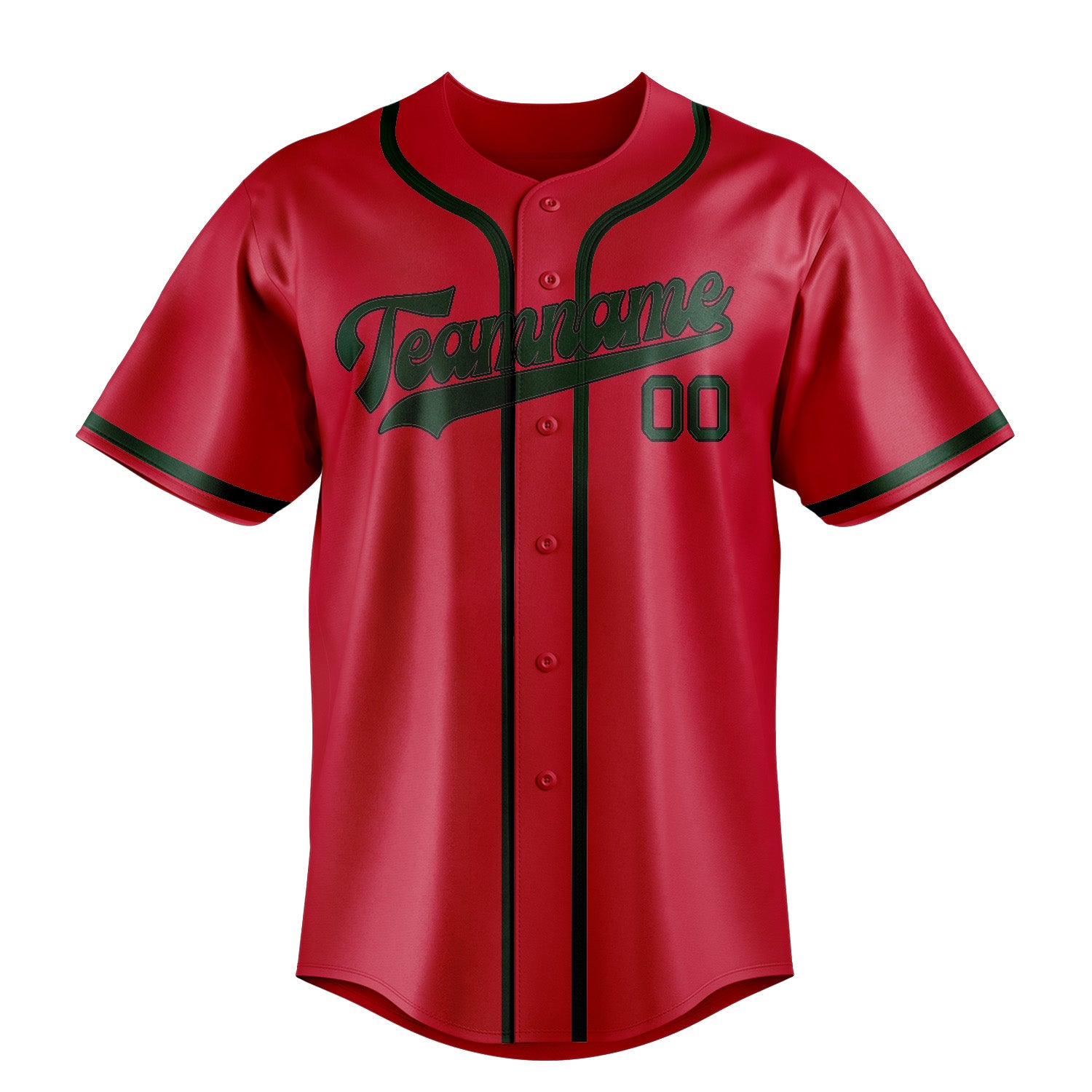 Benutzerdefiniertes Professionelles Rot Moosgrün Baseballtrikot