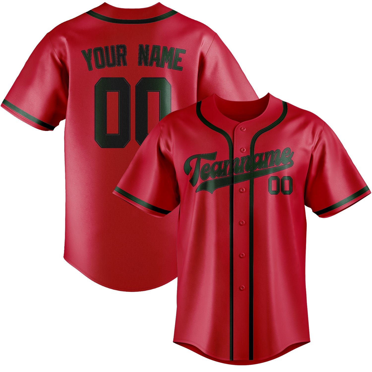 Benutzerdefiniertes Professionelles Rot Moosgrün Baseballtrikot